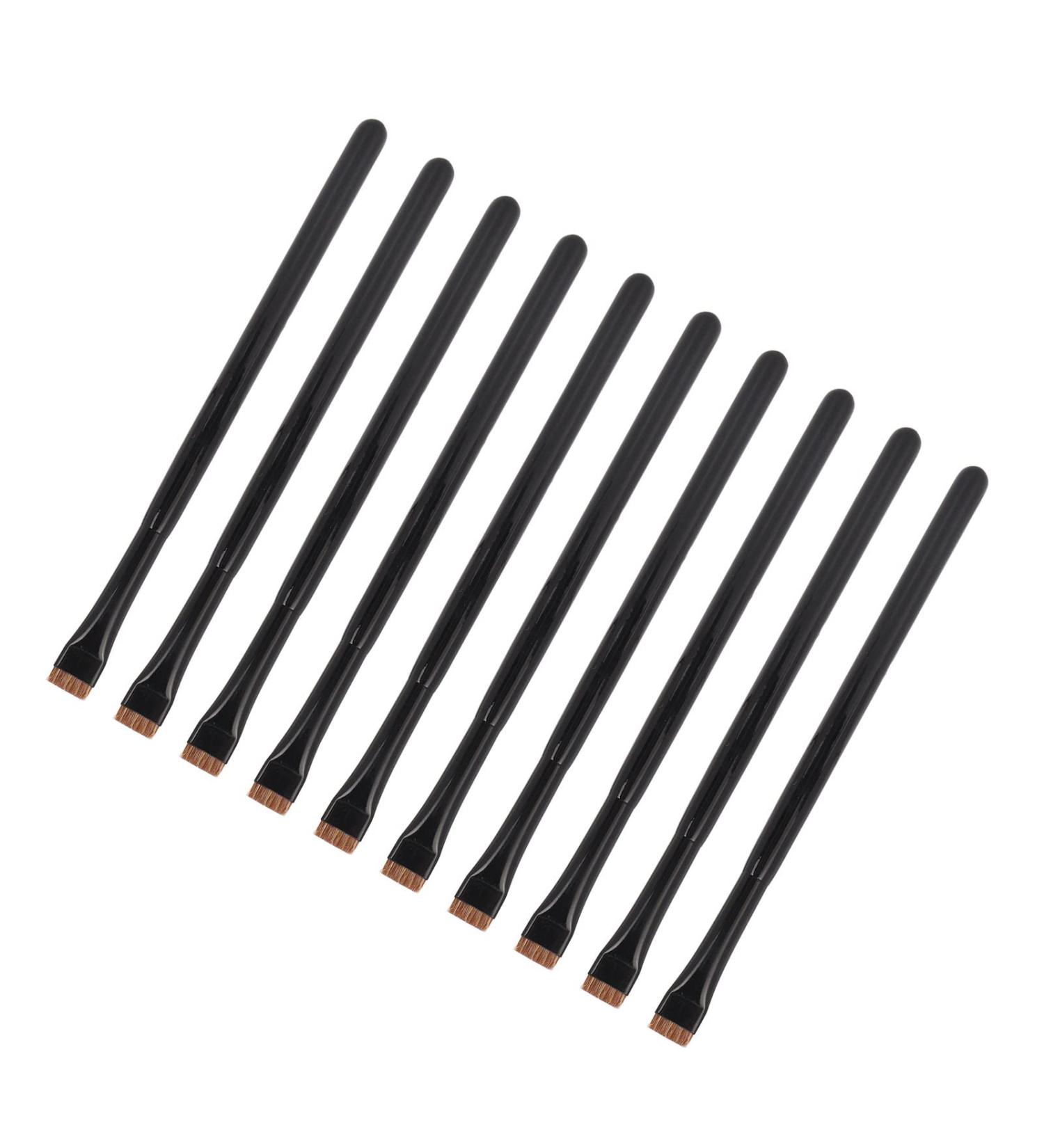 10pcs Flat Head Brush Professional Ultra Thin Soft Hair Brow Liner Brush Eye Makeup Tool - Buy Online on GoSupps.com