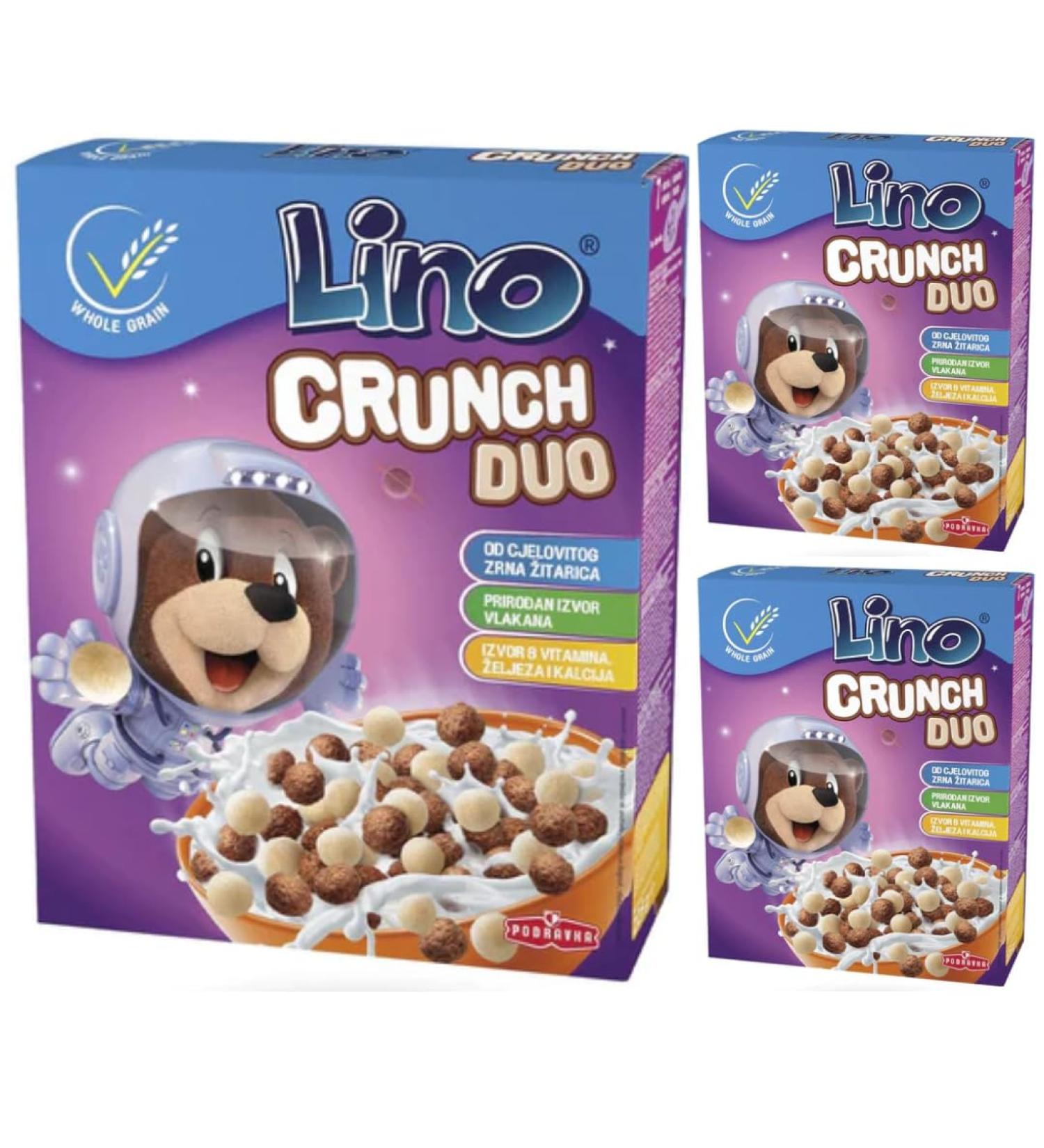 Lino Crunch Duo Muesli Cornflakes Lot of 3 bottles of cereal 225 g