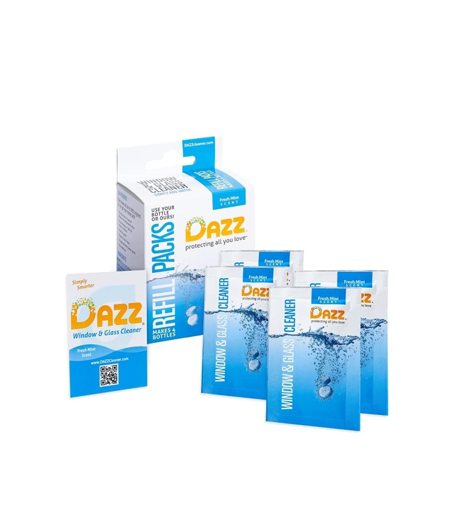 DAZZ Natural Cleaning Tablets - Window & Glass Cleaner Refill Pack (Makes 4 x 32oz) - Eco-Friendly, Just Add Water! - Buy Online on GoSupps.com