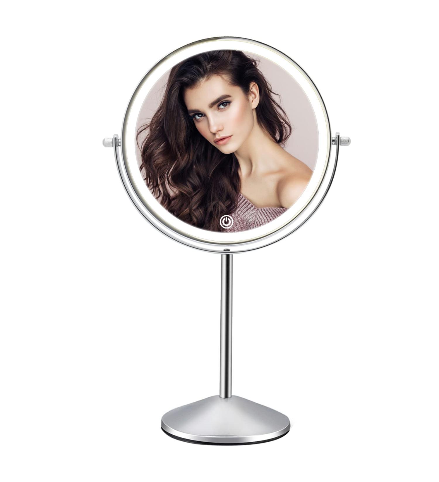 FASCINATE Rechargeable 1X/10X Magnifying Mirror with 54 LEDs - Dimmable Makeup Vanity Mirror in White - Buy Online on GoSupps.com