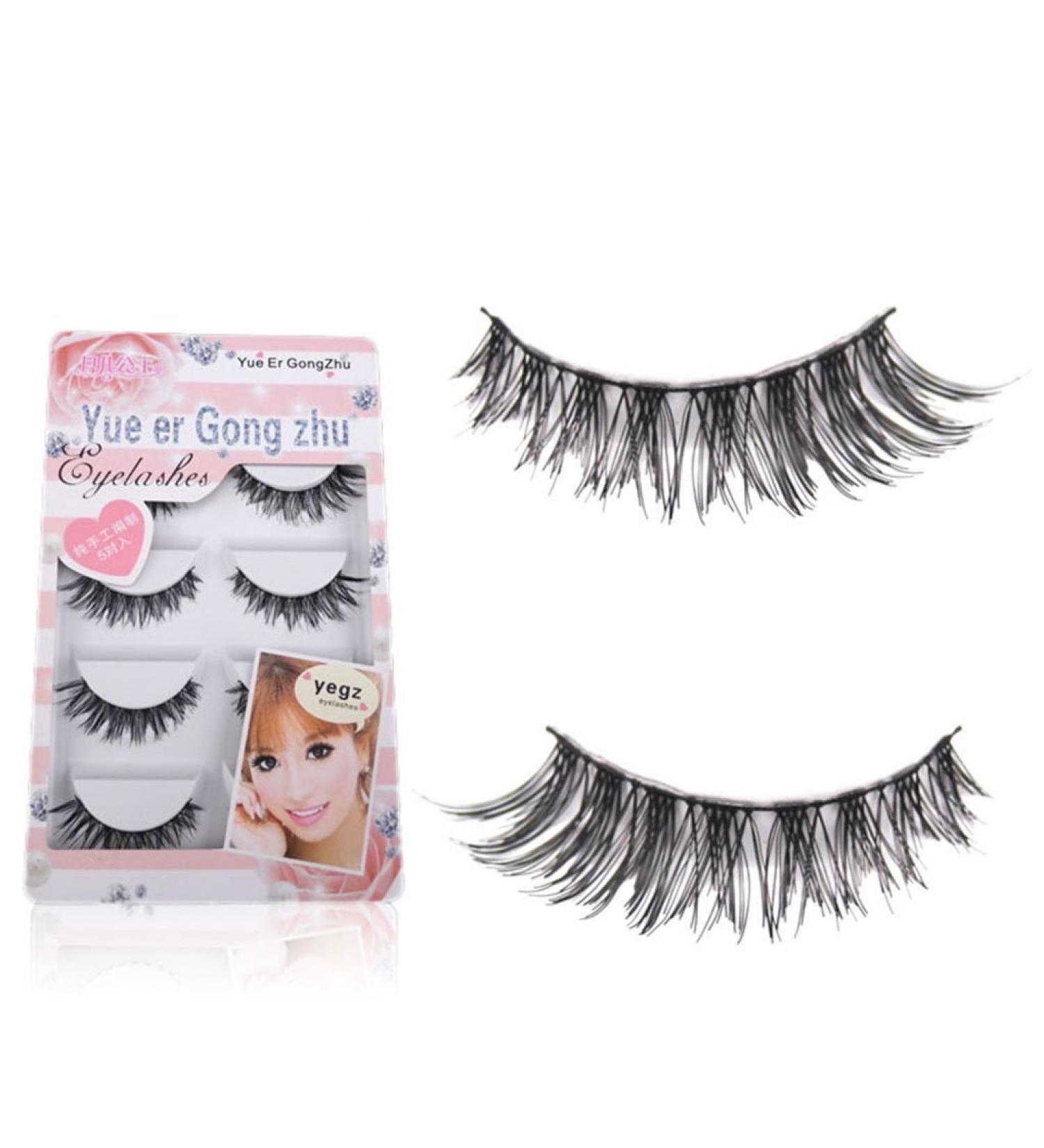 Premium 5 Pairs Fake Eyelashes Natural Handmade Eyelashes Cotton Infarct Cross Long Thick 3D Faux Eyelashes - Buy Online on GoSupps.com
