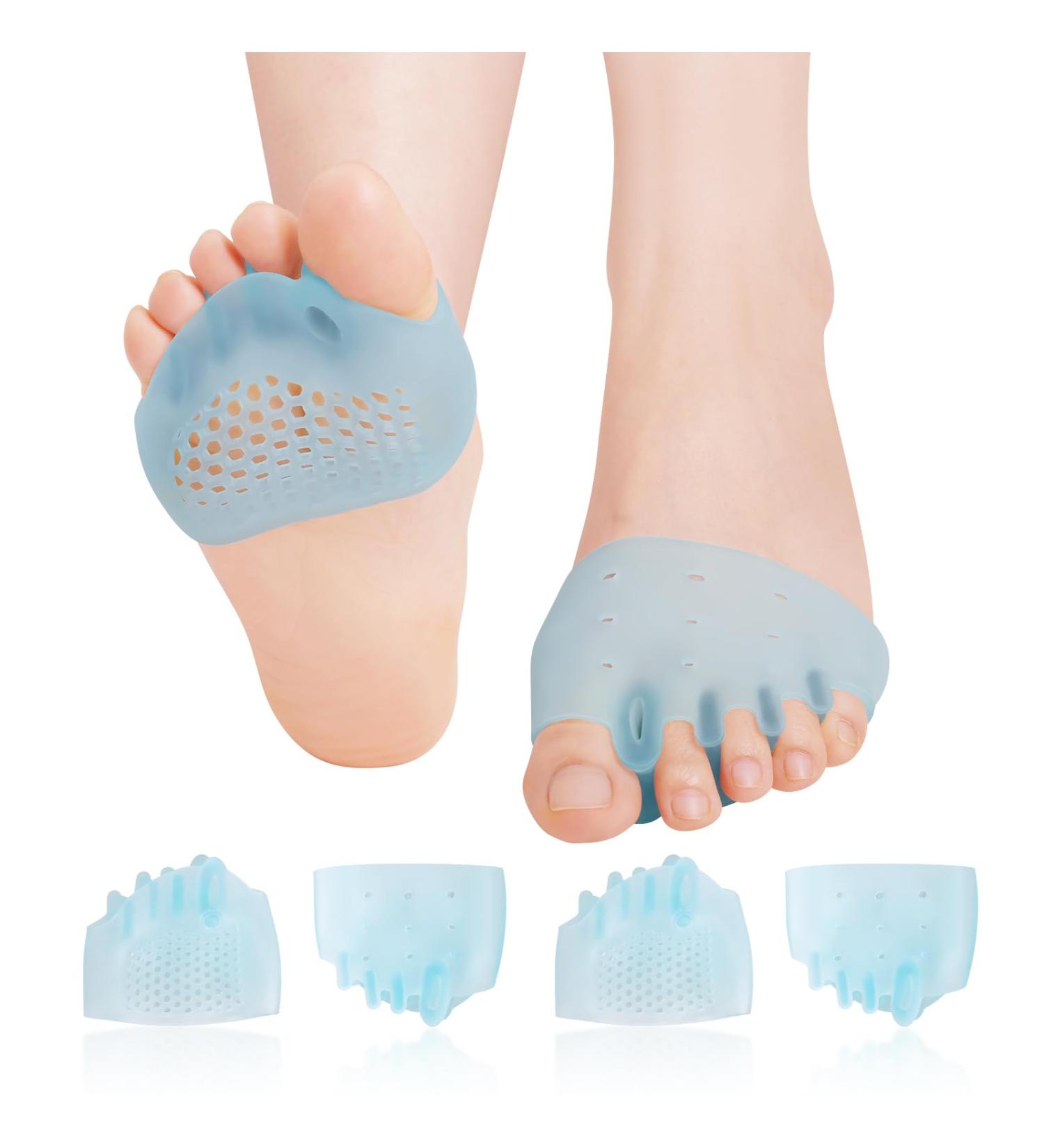 JUMPOW Metatarsal Pads - Soft Gel Foot Cushions for Pain Relief in Morton's Neuroma Blisters & Calluses - 2 Pairs Ideal for Men & Women - Blue - Buy Online on GoSupps.com