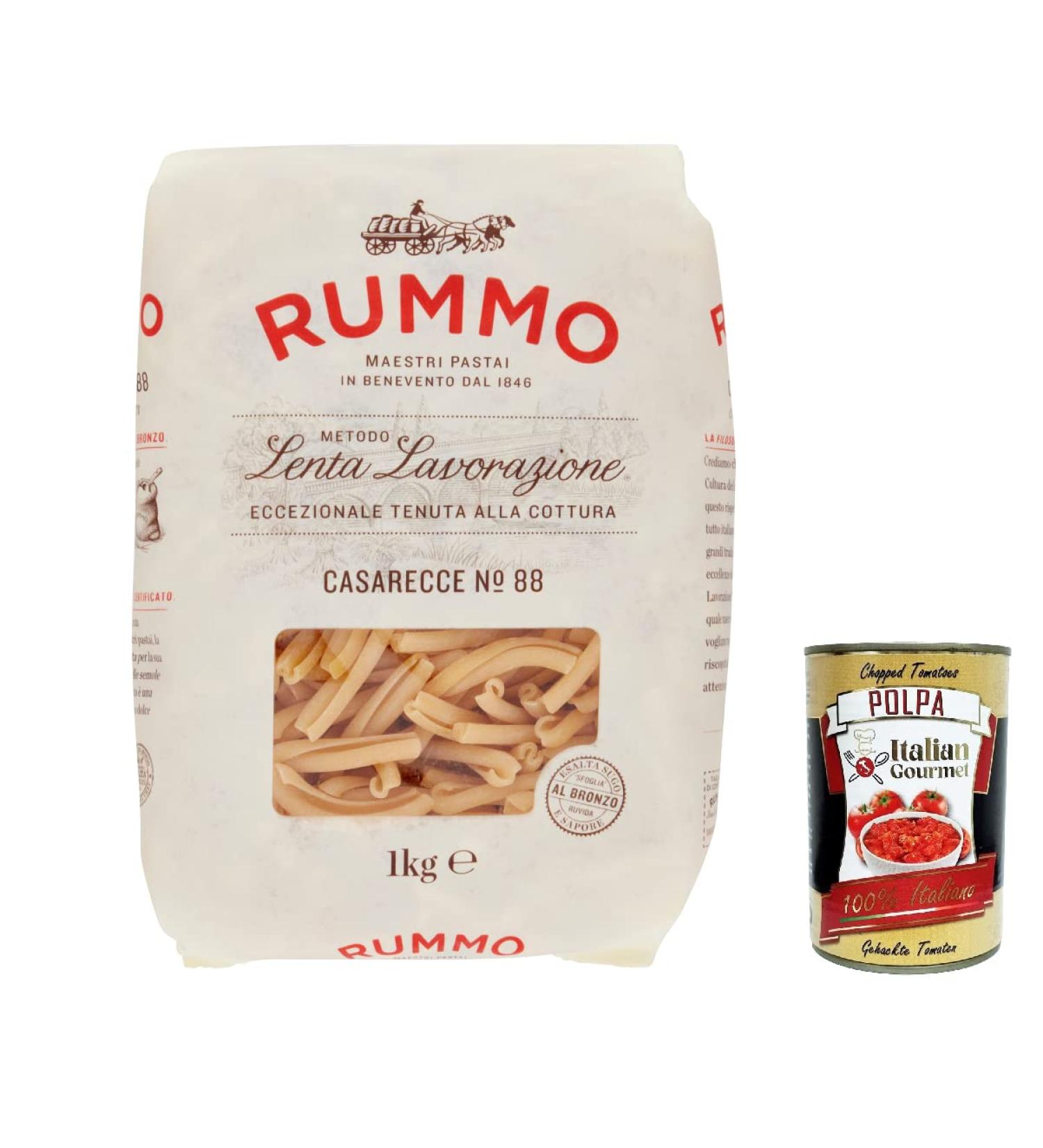  Italian Gourmet E.R. Rummo Casarecce No. 88 Durum Wheat Semolina Pasta 1 kg + Italian Gourmet Pulp 400 g Pack of 12 - Buy Online on GoSupps.com