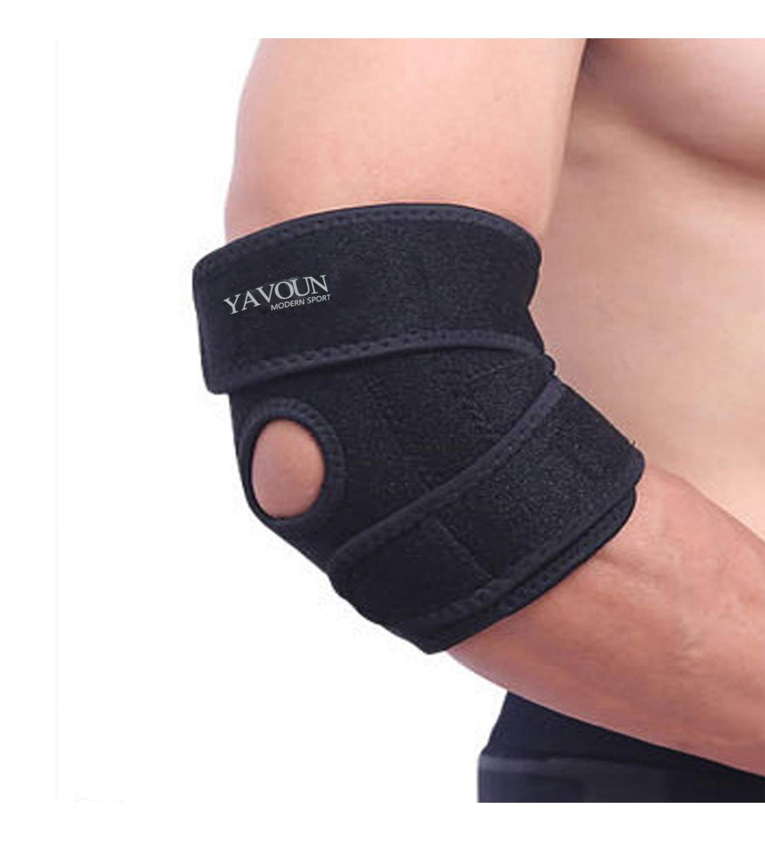 Adjustable Elbow Brace for Tennis Elbow Support - Ideal for Sprains, Tendonitis & Arthritis - Great for Basketball, Baseball, Golfer's Elbow - Provides Pain Relief (Black) - Buy Online on GoSupps.com