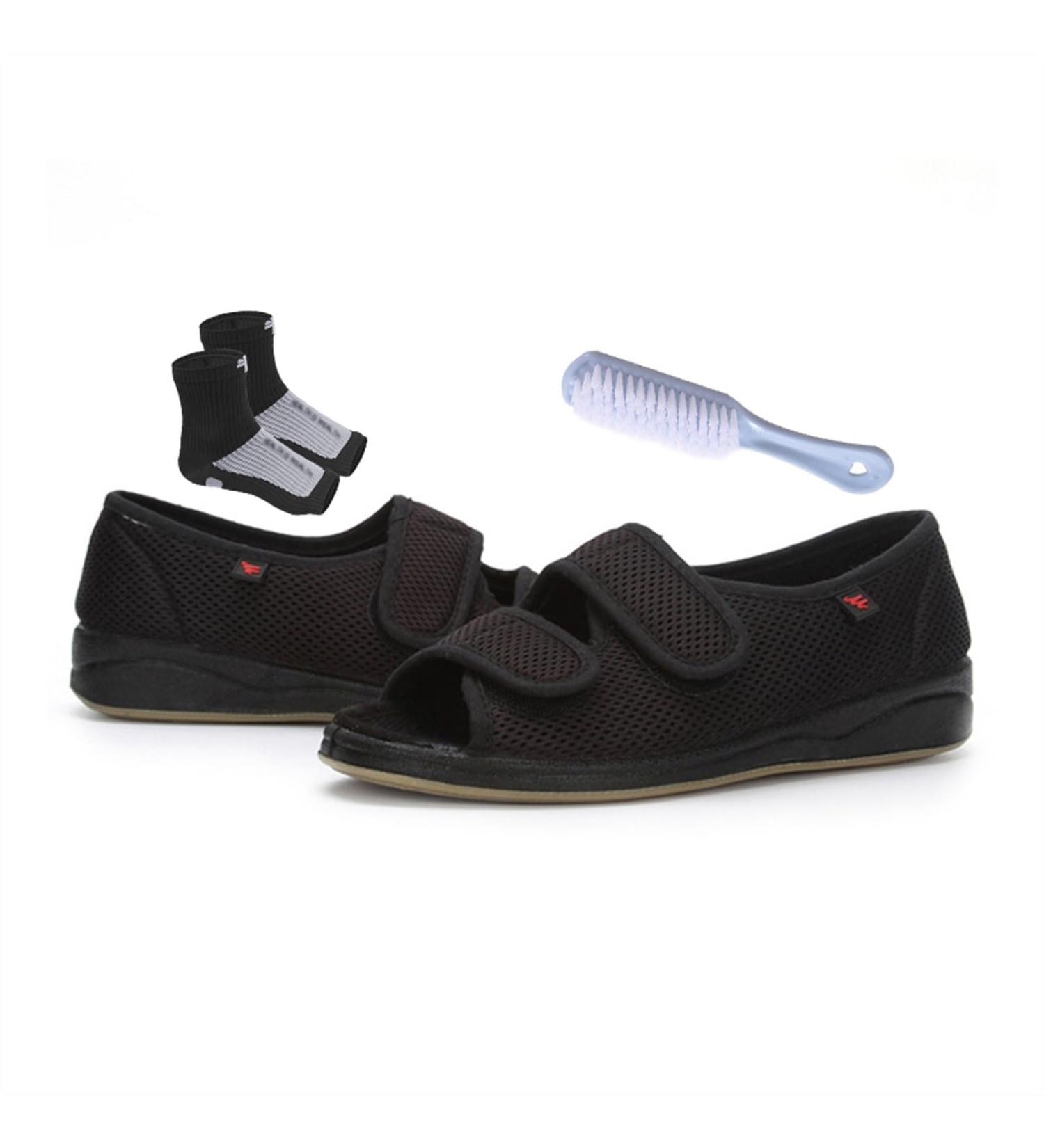 Shop Women's Wide Diabetic Sandals - Non-Slip Adjustable Cozy Footwear for Swollen Feet & Plantar Fasciitis | Size 7 Black - Buy Online on GoSupps.com