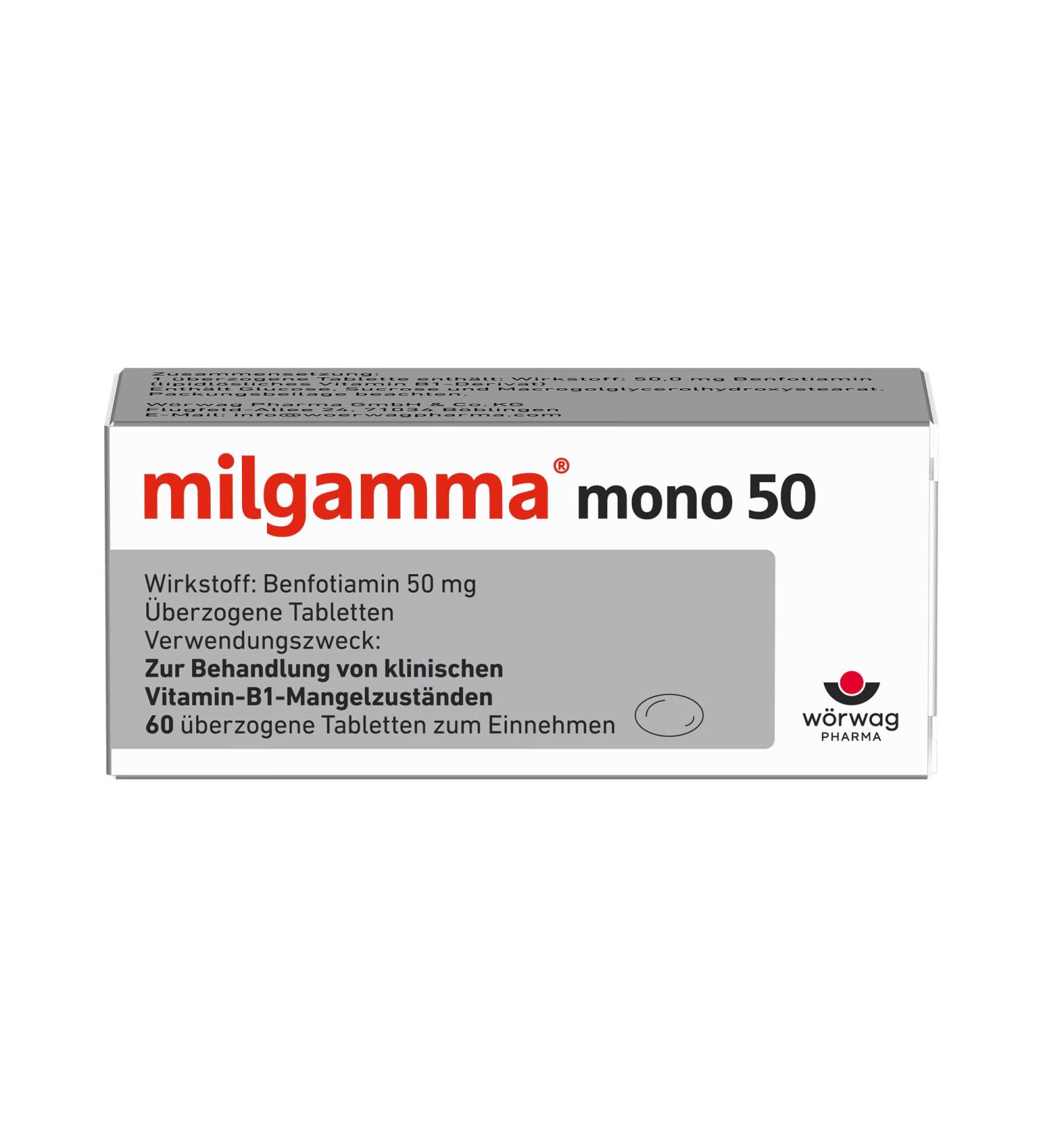 Buy Milgamma Mono 50 Benfotiamin Tablets | Treat Vitamin B1 Deficiency | 60 Pieces 30g - International Shipping - Buy Online on GoSupps.com