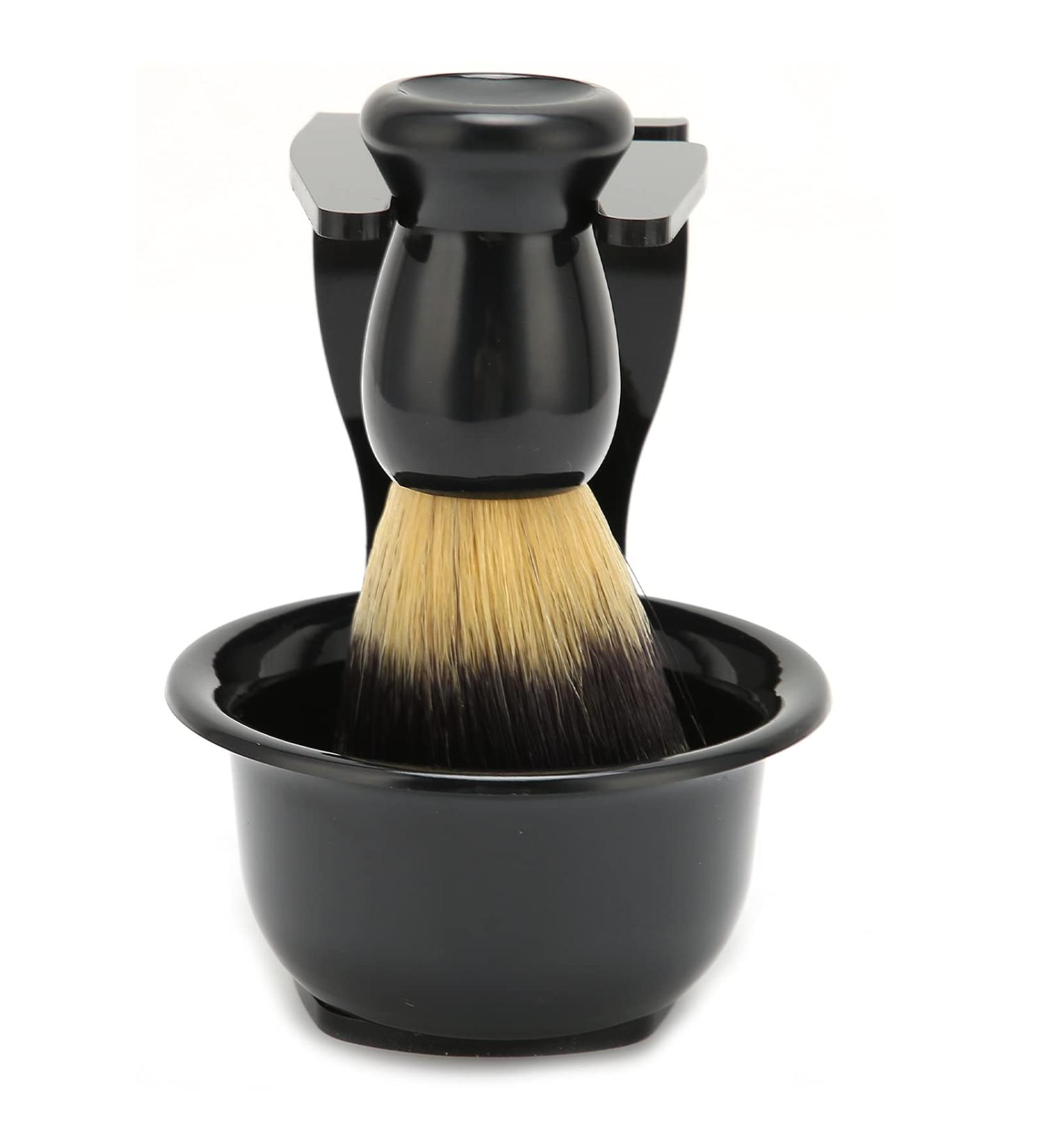 Premium 3-Piece Shaving Brush Set | Soft Nylon Hair & ABS Storage Rack | Ideal for Men's Personal Care - Buy Online on GoSupps.com