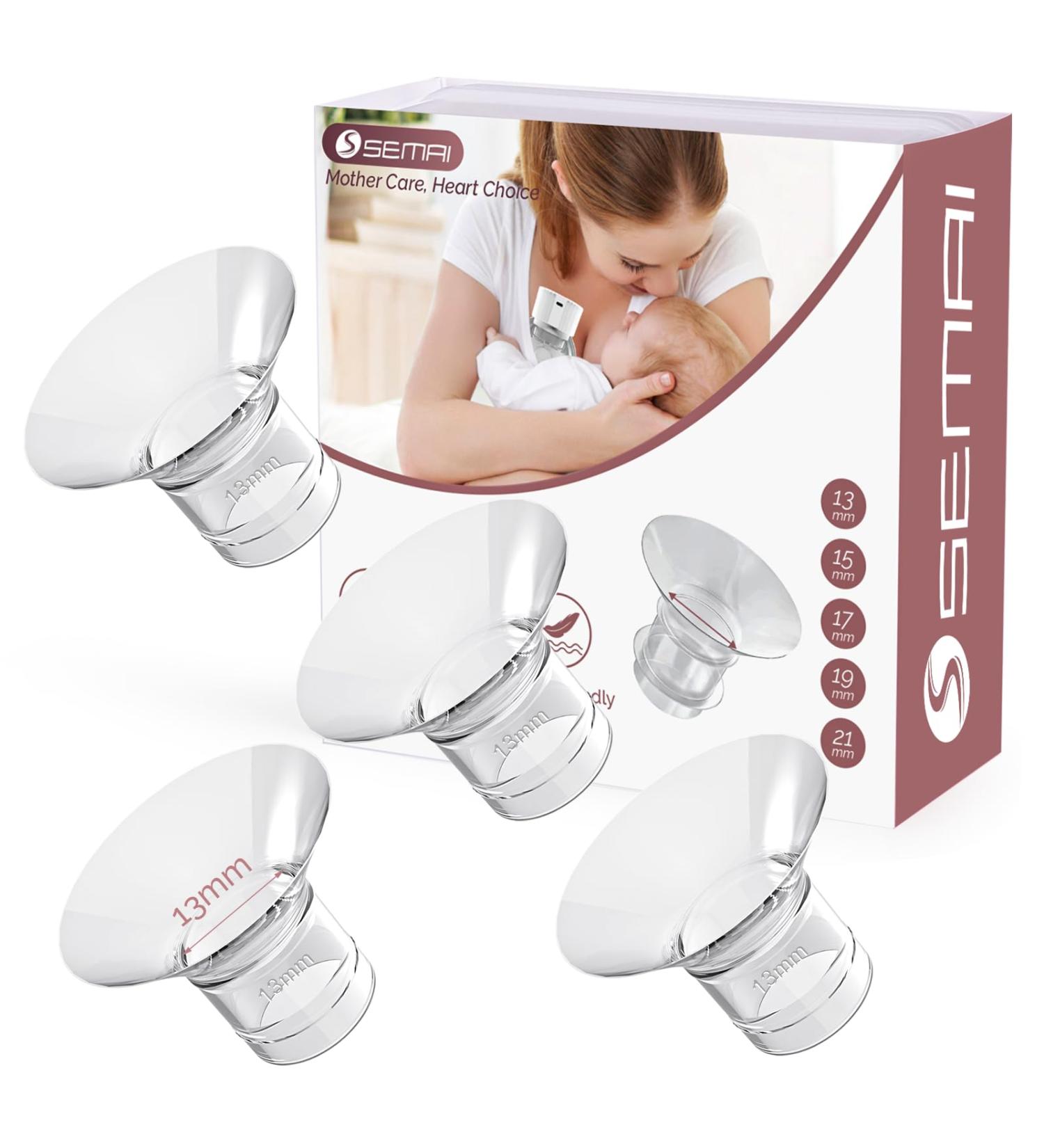 Semai 13mm Flange Inserts for Medela/Momcozy/Spectra/Elvie Breast Pumps - Pack of 4, Reduce 24mm Nipple Tunnel Size - Buy Online on GoSupps.com