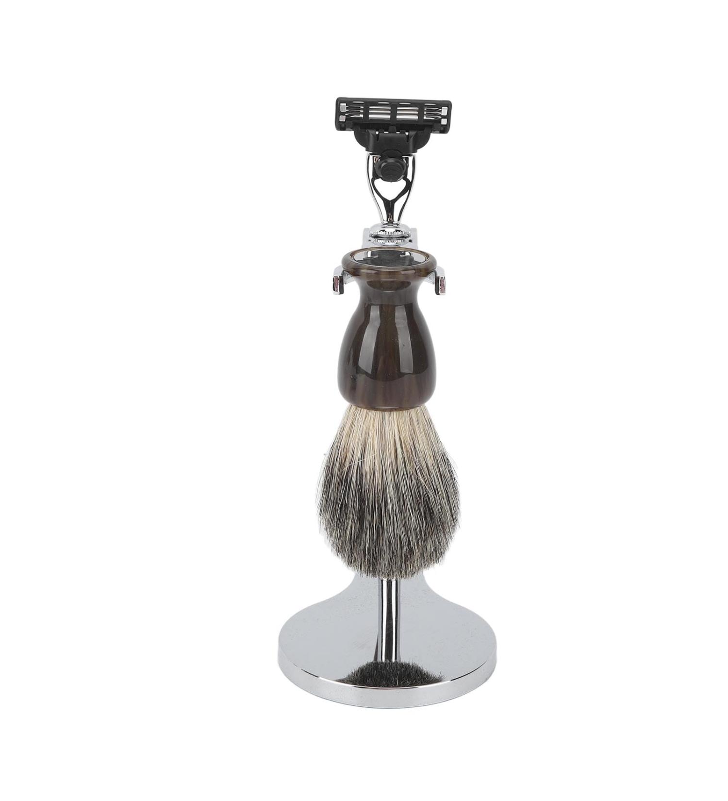 Vintage Shaving Set - Animal Hair Imitation Brush Practical Storage Easy Wet Shave Care for Home - Buy Online on GoSupps.com