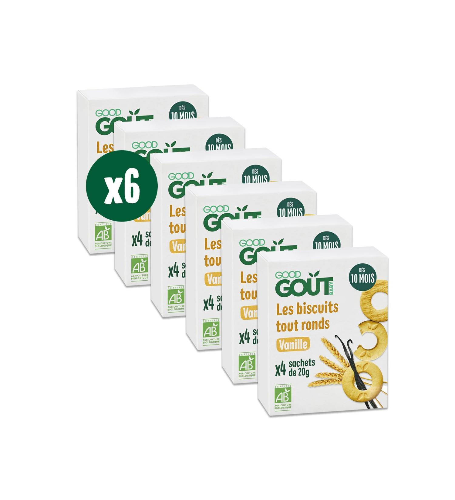 GOOD TASTE - Vanilla Round Biscuits Baby Biscuits from 10 months Organic Palm Oil Free 4 x 20 g Bags Cardboard Case 6 x 80 g - Buy Online on GoSupps.com