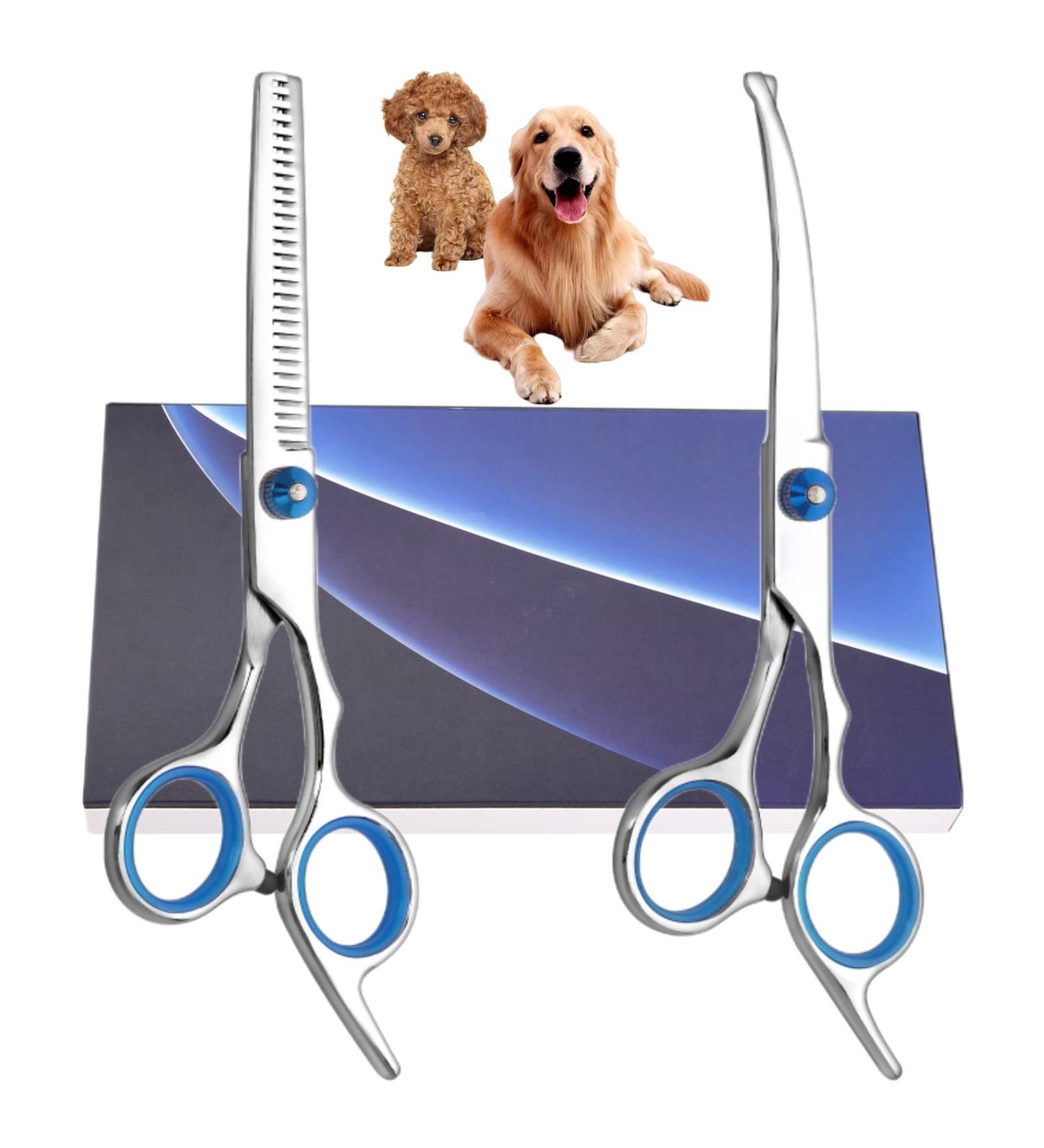 Premium Curved Dog Scissors - Stainless Steel Grooming Scissors for Dogs & Cats | Safety Round Pointed Design - Buy Online on GoSupps.com