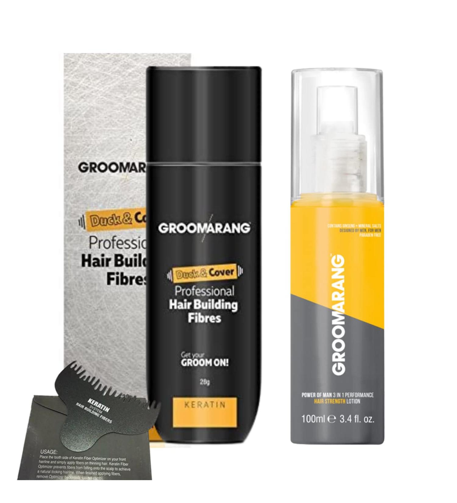 Groomarang Keratin Hair Fibers for Thinning Hair - Instant Coverage for Fuller Thick Hair - Light Brown - International Shipping Available - Buy Online on GoSupps.com