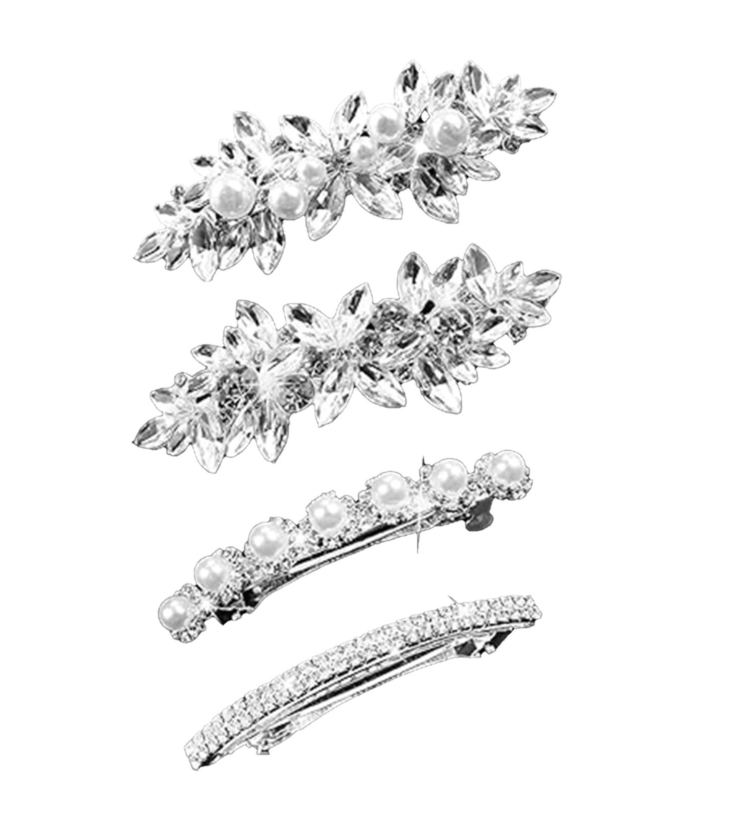4 Pieces Wedding Hair Accessories for Women - Diamante Hair Clips Silver Hair Clips Wedding Guest Hair Accessories Pearl Hair Clip Hair Clips for Wedding Hairstyles Rhinestone Bridal Hair Clip - Buy Online on GoSupps.com