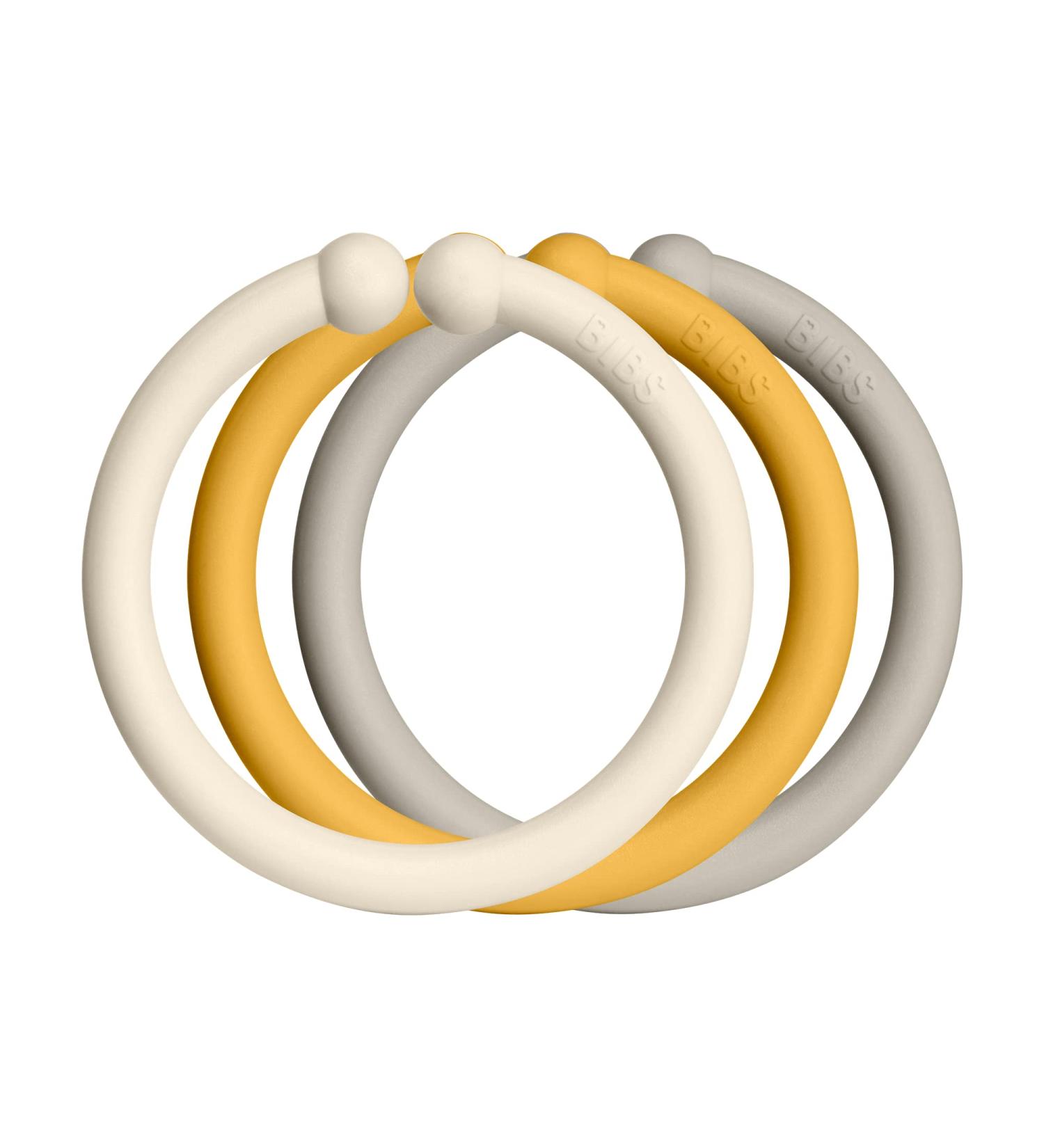 BIBSS LOOPS 12-Pack | BPA-Free Food Safe Teething Toys | Ivory Honey Bee Sand | 0-36 Months - Buy Online on GoSupps.com
