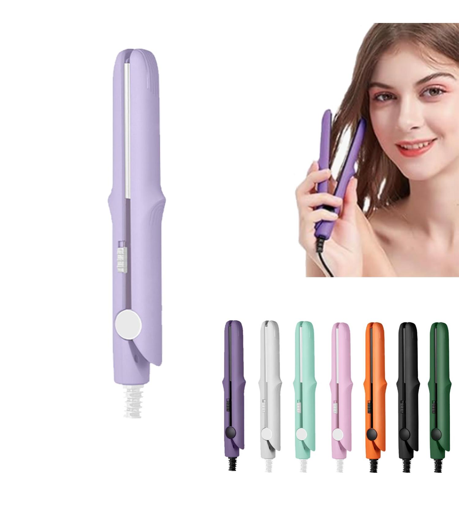 TANGERINR Gadgetcab Curling Iron Gadgetcab Mini Curling Iron 2-In-1 Mini Curling Wand &Flat Iron Hair Straightener Mini Dual-Purpose Curling Iron (Taro Purple) - Buy Online on GoSupps.com