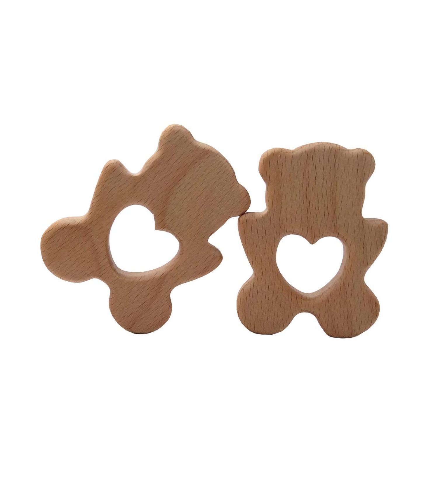 Arakierst 2pcs Wood Polar Bear Teething Accessory - Natural Handmade Nursing Necklace Pendant - Buy Online on GoSupps.com