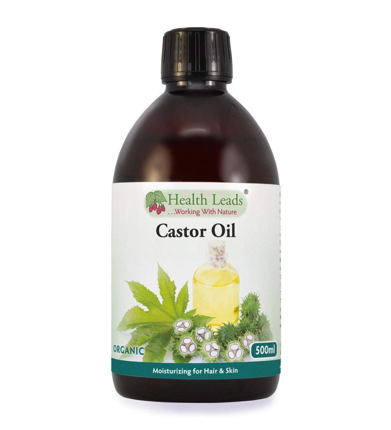 Organic Cold Pressed Castor Oil 500ml - Pure & Natural for Hair, Beard, Eyelashes & Skin - Vegan & Hexane Free - Buy Online on GoSupps.com