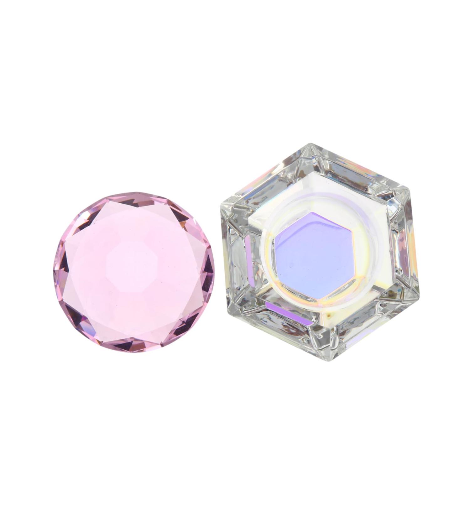 Beavorty 1pc nail art crystal cup manicure care tools nail powder mixing cups containers with lids nail dappen dish clear nail polish nail art cups hexagon cup crystal art glass Variety 7.5x6cm Pink - Buy Online on GoSupps.com