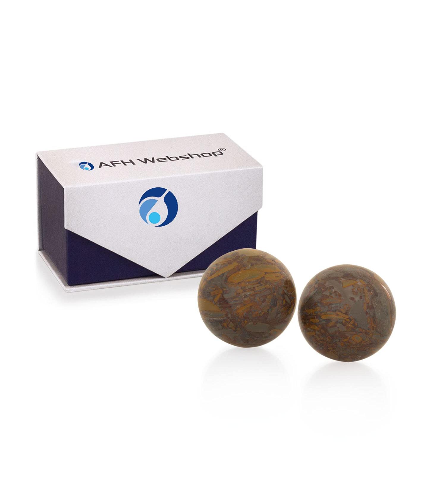 Meditation Qi Gong Balls | Yin Yang Design | Brown Stone | Various Diameters ( 55mm) - International Shipping - Buy Online on GoSupps.com