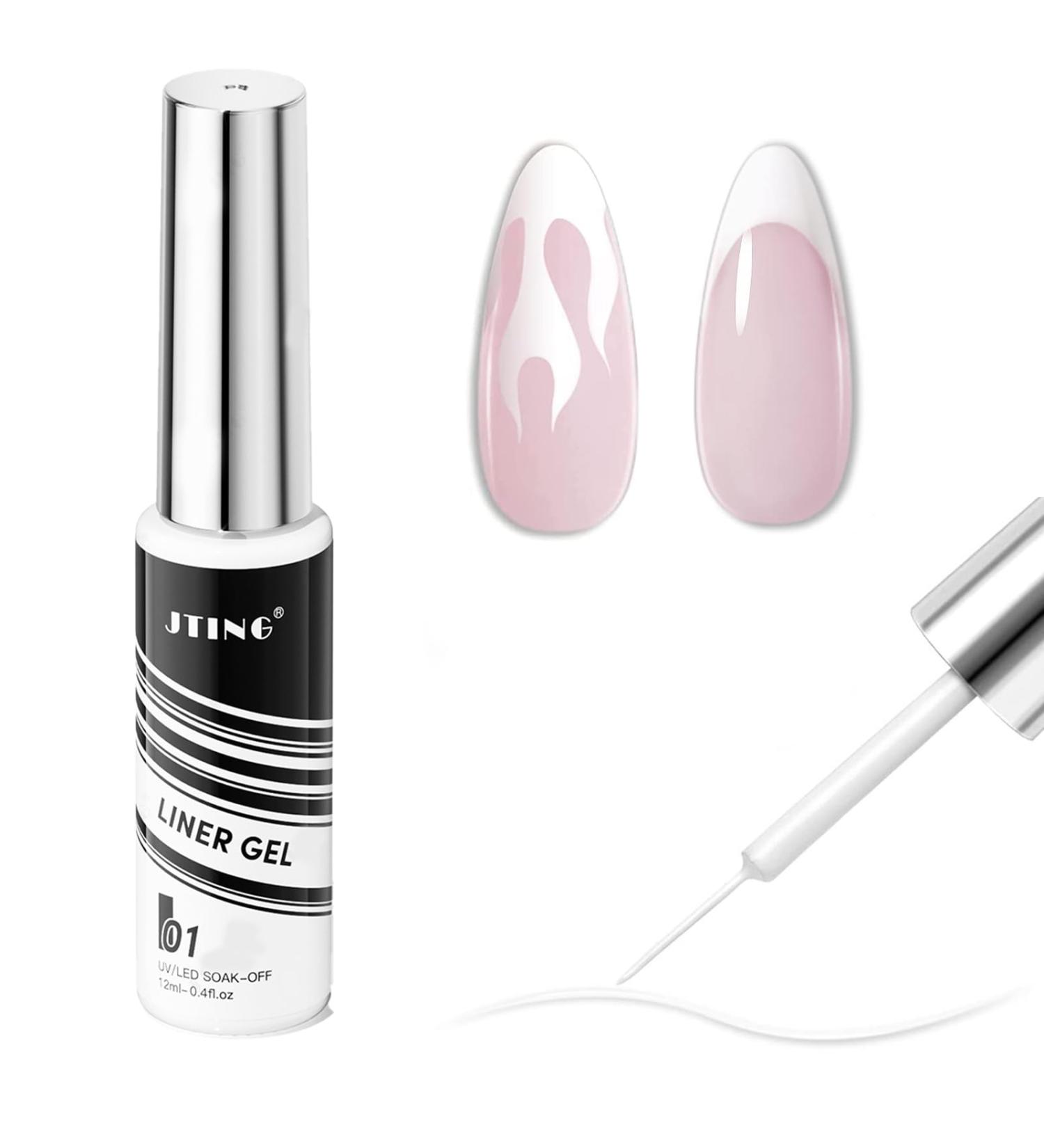 White Nail Polish - Painted Gel Nail Polish - White Gel Liner Nail Polish - 12ml Gel Liner Nail Art with Thin Brush - Nail Color Painting Nail Gel - Soak off UV Lamp Manicure Salon - Buy Online on GoSupps.com