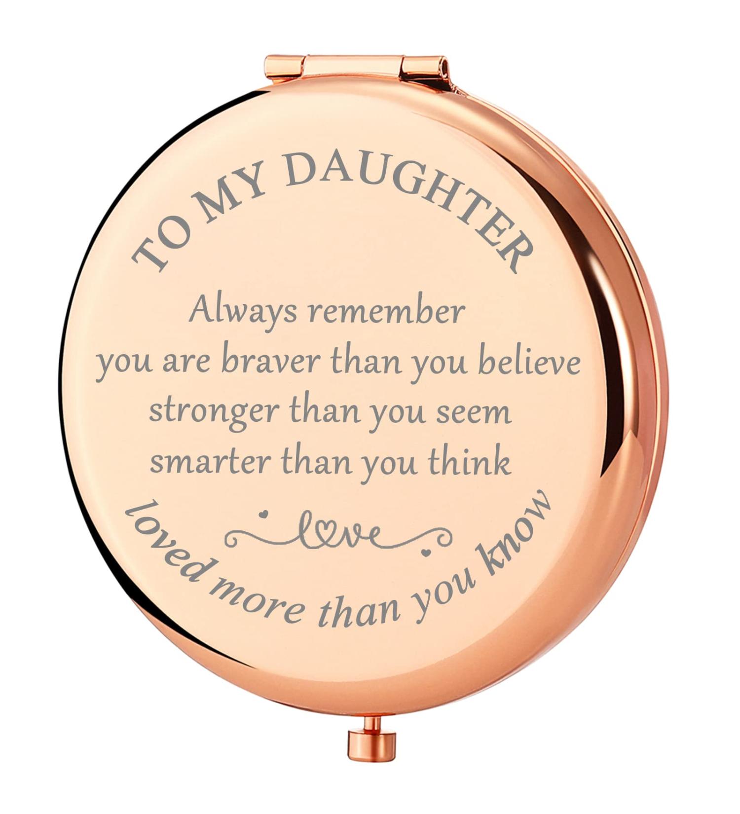 To My Daughter Rose Gold Compact Mirror - Unique Gifts from Mom & Dad for 18th Birthday & Graduation - Buy Online on GoSupps.com