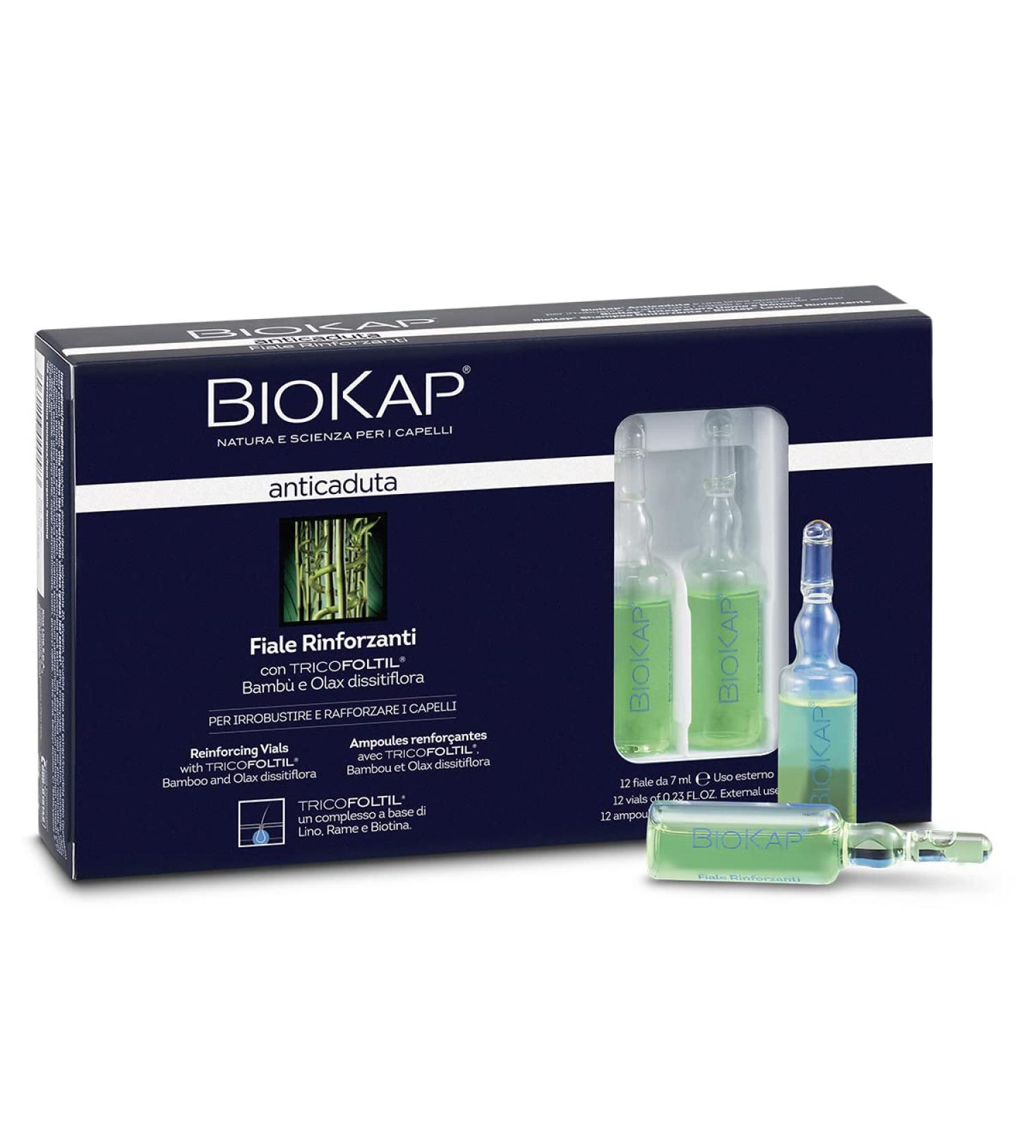 BIOKAP Reinforced anti-hair loss ampoules 12 ampoules 84 ml - Buy Online on GoSupps.com