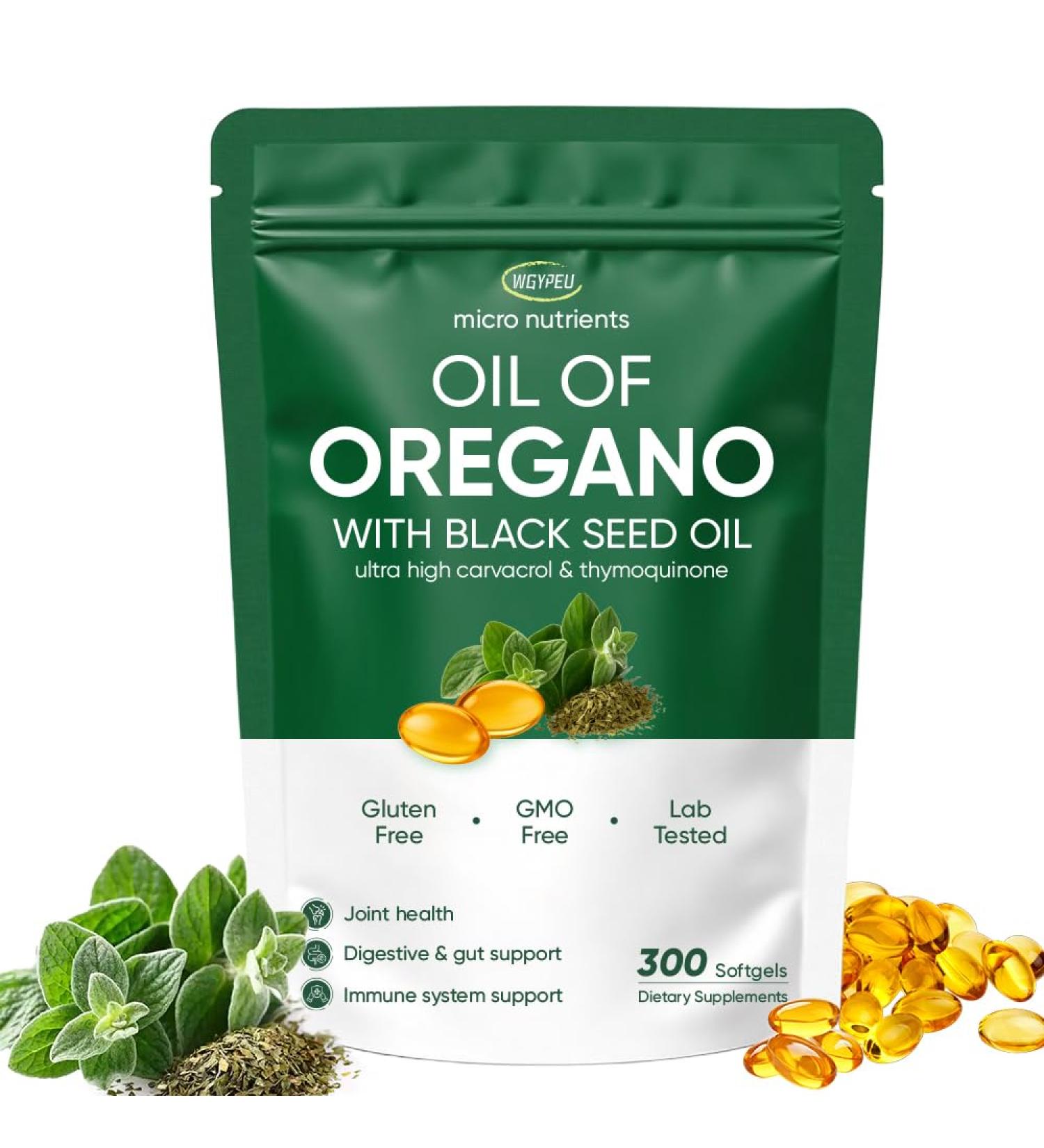 WGYPEU Oil of Oregano with Black Seed Oil 300 Softgels Supports Immune System and Digestion Micronutrients Oil of Oregano Black Seed Oil Non-GMO & Gluten Free - Buy Online on GoSupps.com