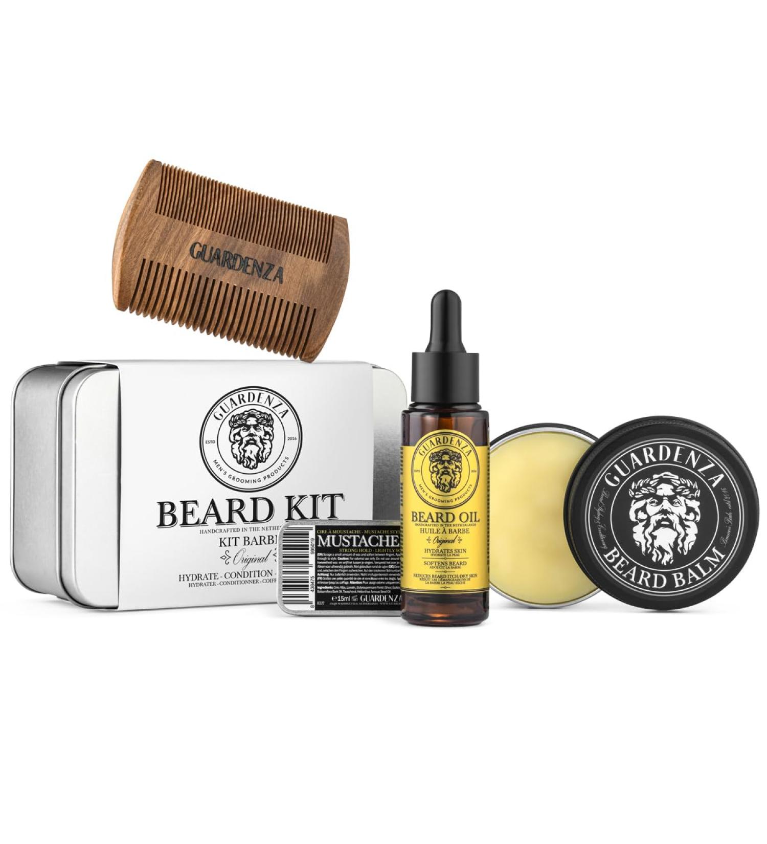 GUARDENZA Grooming Products: Ultimate Beard Set - Oil Balm Wax & Comb for Perfect Facial Hair - Buy Online on GoSupps.com
