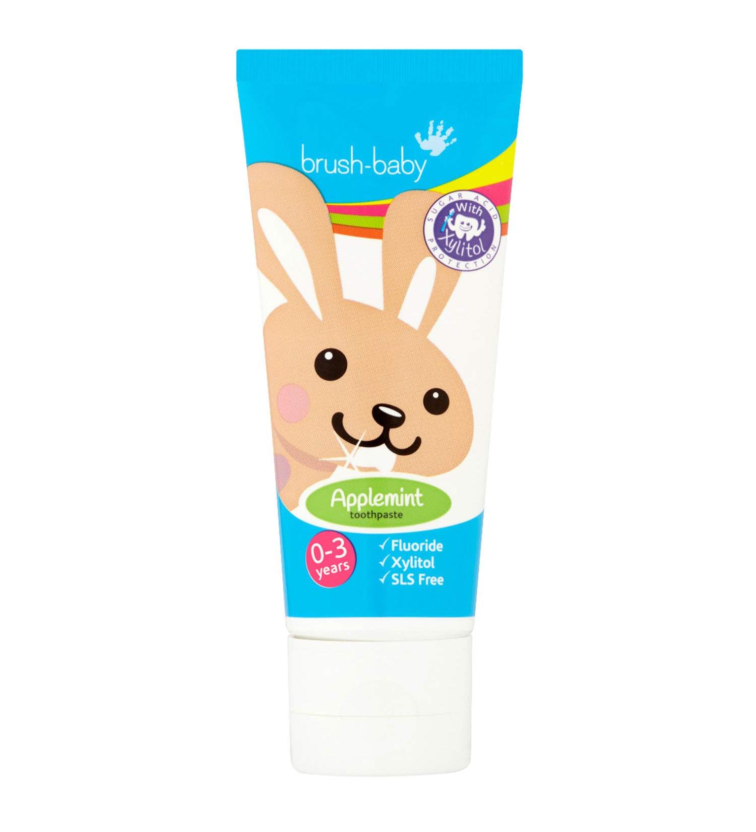 Brush-Baby Applemint Toothpaste for Babies/Infants | Stage 2 - First Teeth | 0-36 months | Applemint flavour with xy - Buy Online on GoSupps.com