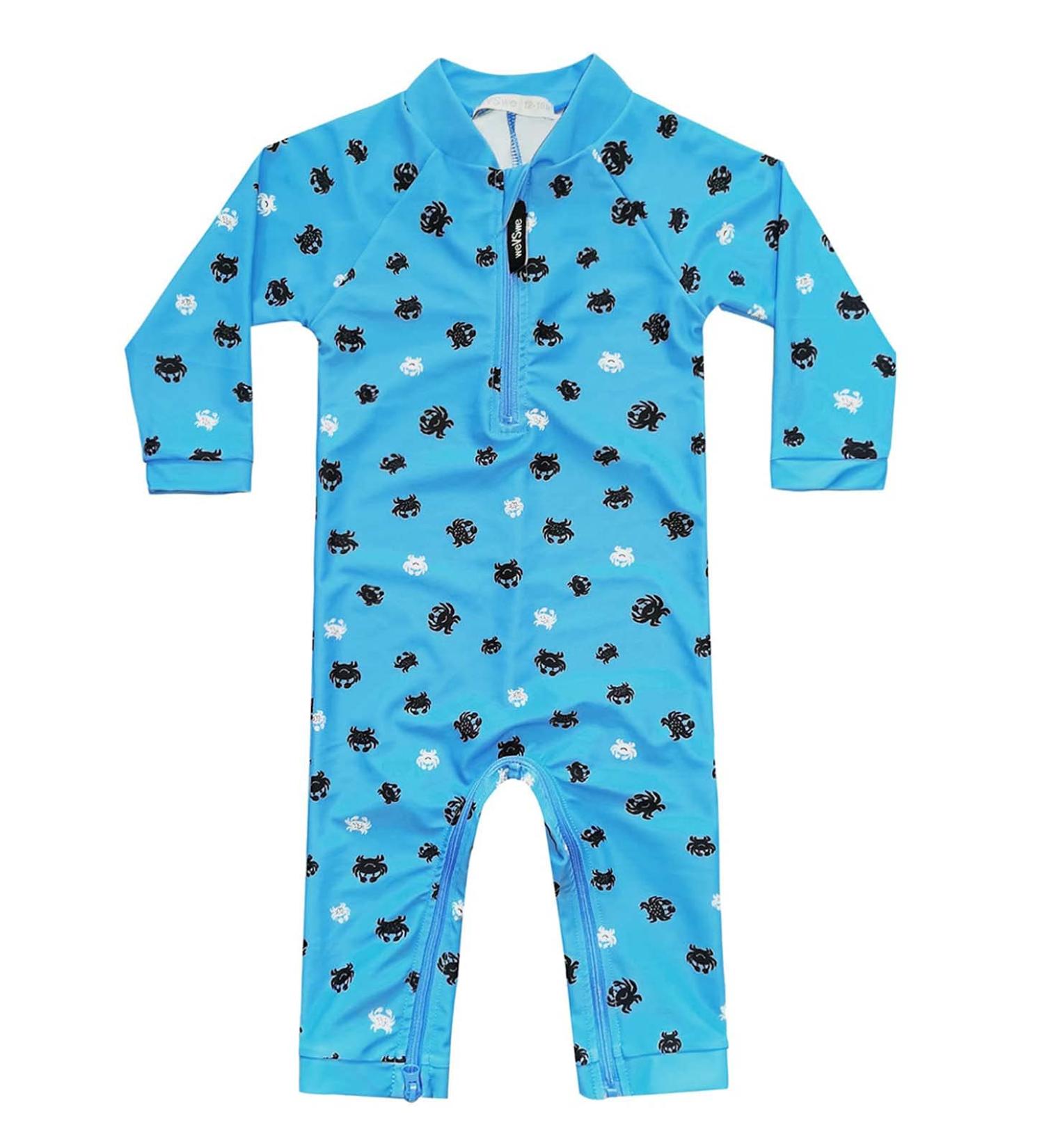 weVSwe Baby Boy Swimsuit UPF 50+ Rash Guard Swimwear | Blue Crab | 0-3 Years - Buy Online on GoSupps.com