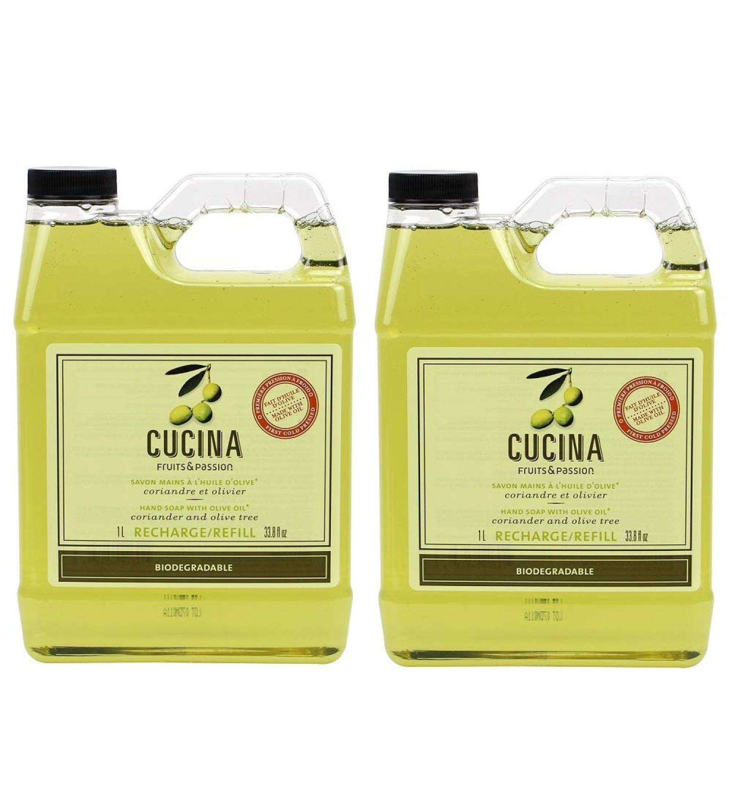 Cucina 33.8 Oz Hand Wash Refill - 2 Pack Coriander and Olive Tree Scent - Plastic Jug - Buy Online on GoSupps.com