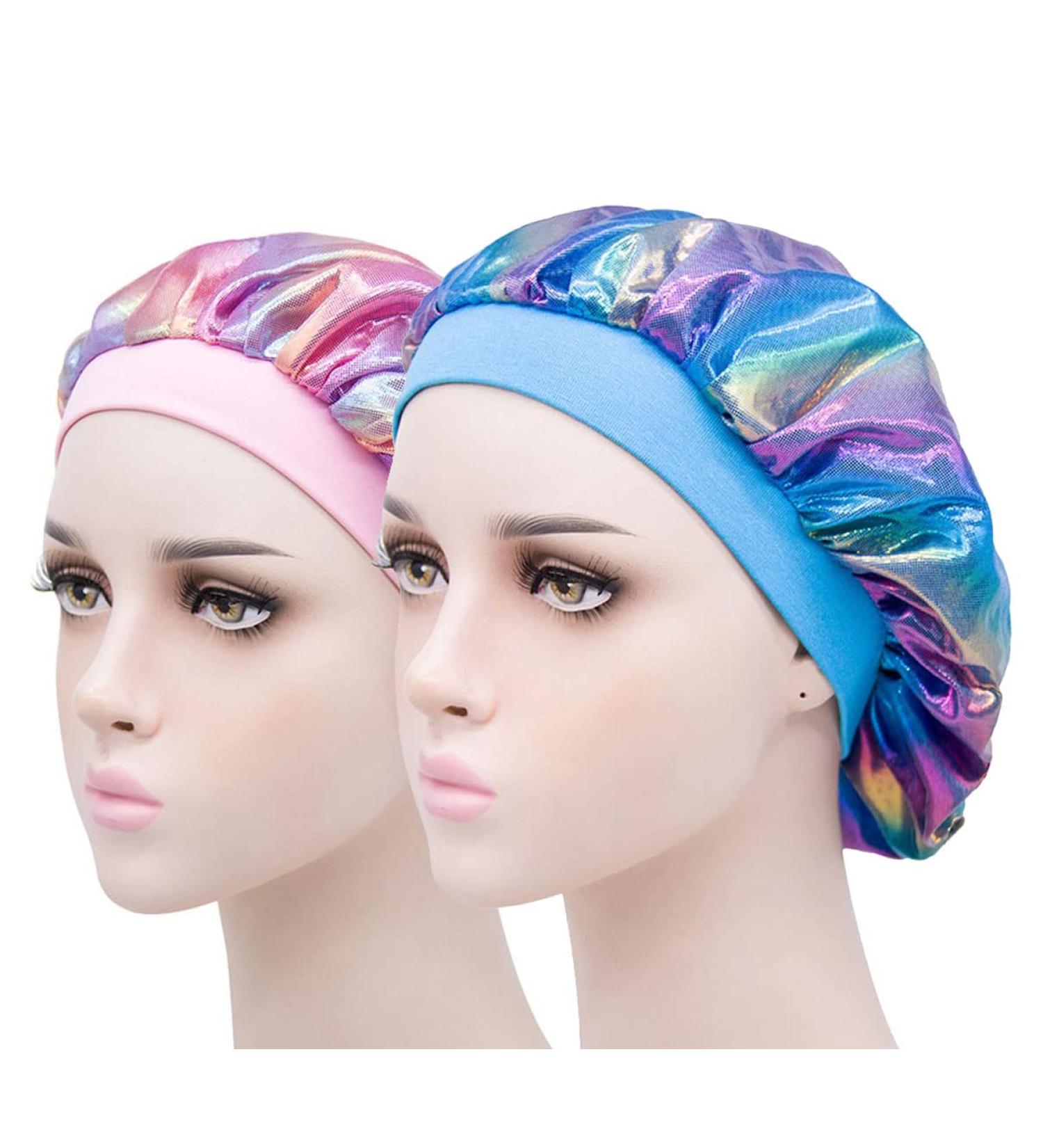 Girls Satin Sleep Caps - Kids Bonnets for Curly Hair - Blue/Pink Satin Night Cap for Black Girls - Buy Online on GoSupps.com