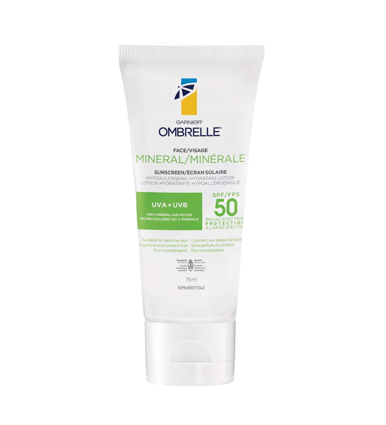 Garnier Ombrelle Mineral Face Sunscreen Lotion SPF 50 with Hyaluronic Acid Hypoallergenic Non-comedogenic Fragrance Free 75 ml SPF 50 Lotion 75 ml (Pack of 1) - Buy Online on GoSupps.com