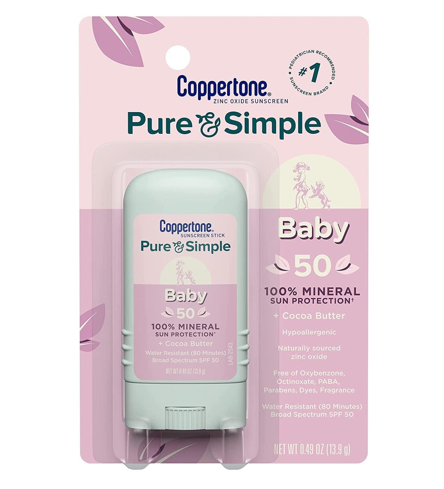 Coppertone SPF 50 WaterBabies Pure & Simple Stick - 0.49 oz (14ml) | Gentle Sun Protection for Kids - Fast International Shipping - Buy Online on GoSupps.com