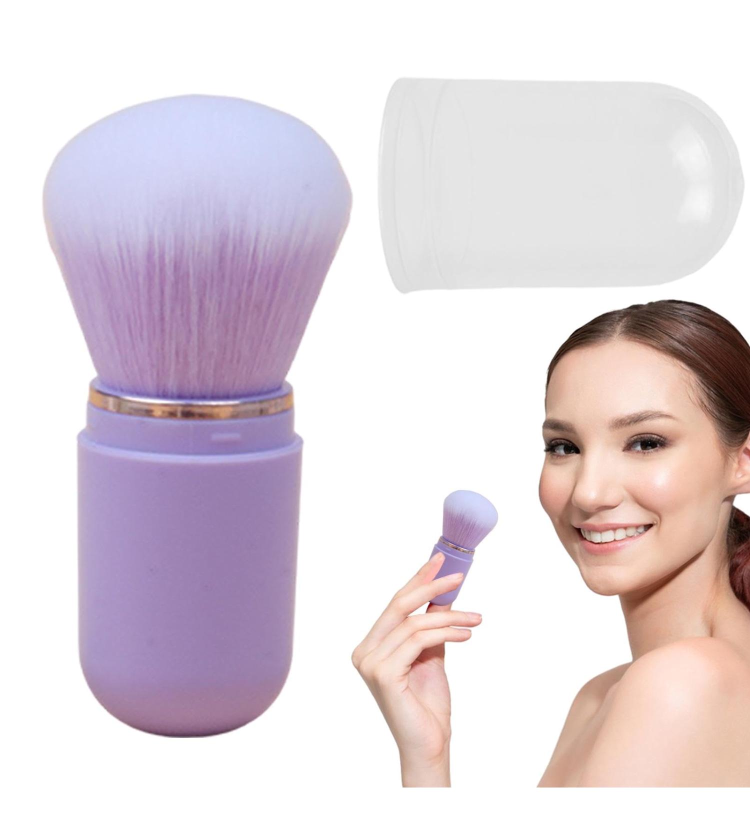 Wpsagek Retractable Foundation Brush - Compact Powder Brush Portable Face Brush with Lid for Foundation Blush Bronzer & Powder Travel Friendly purple - Buy Online on GoSupps.com