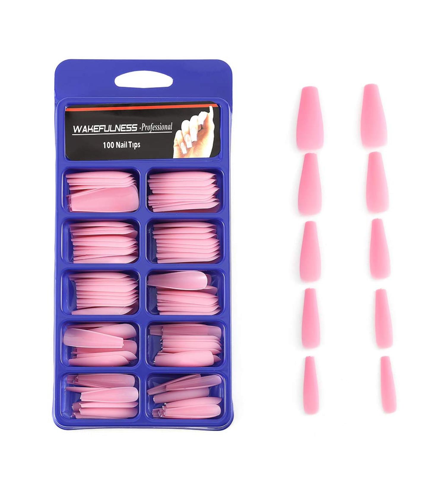 Sethexy Matt Ballerina Coffin False Nails - 100pcs Acrylic Press-On Nail Tips for Women & Girls (Pink) | International Shipping - Buy Online on GoSupps.com