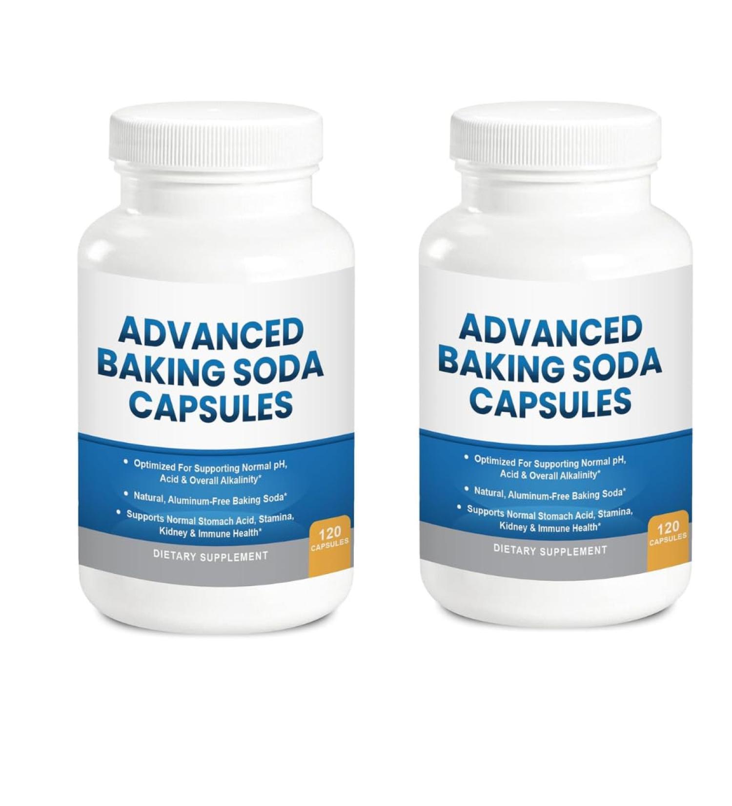 Advanced Baking Soda Capsules: Organic Use Aluminum Free Baking Soda w/Superfoods to Support Kidneys Stomach Acid Alkalinity Immune Antacid Health & Wellness Organic Use 2-Pack