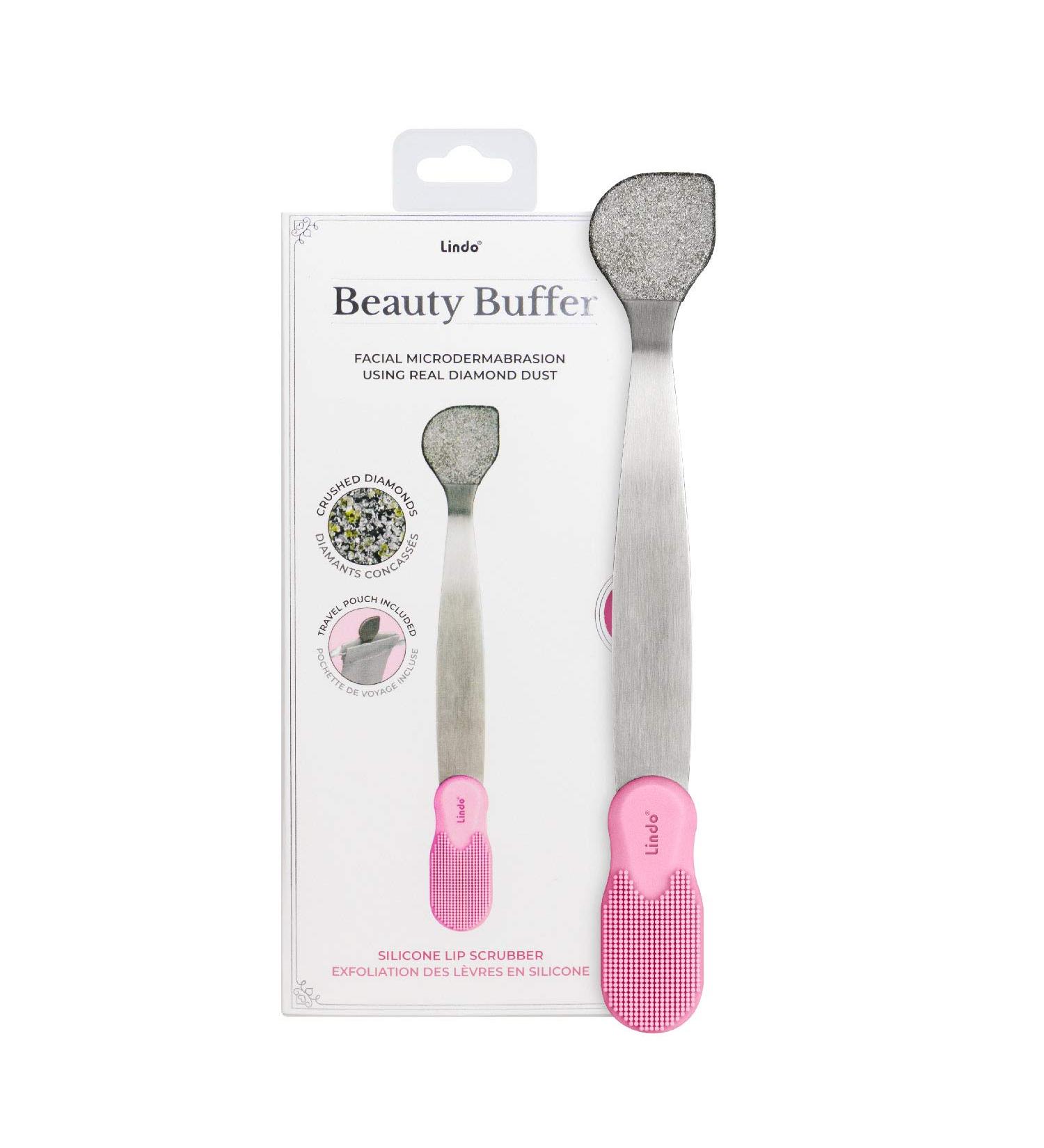 Lindo Beauty Buffer - Diamond Infused Microdermabrasion Tool with Silicone Lip Scrubber for Smooth Skin - Travel Pouch Included - Buy Online on GoSupps.com