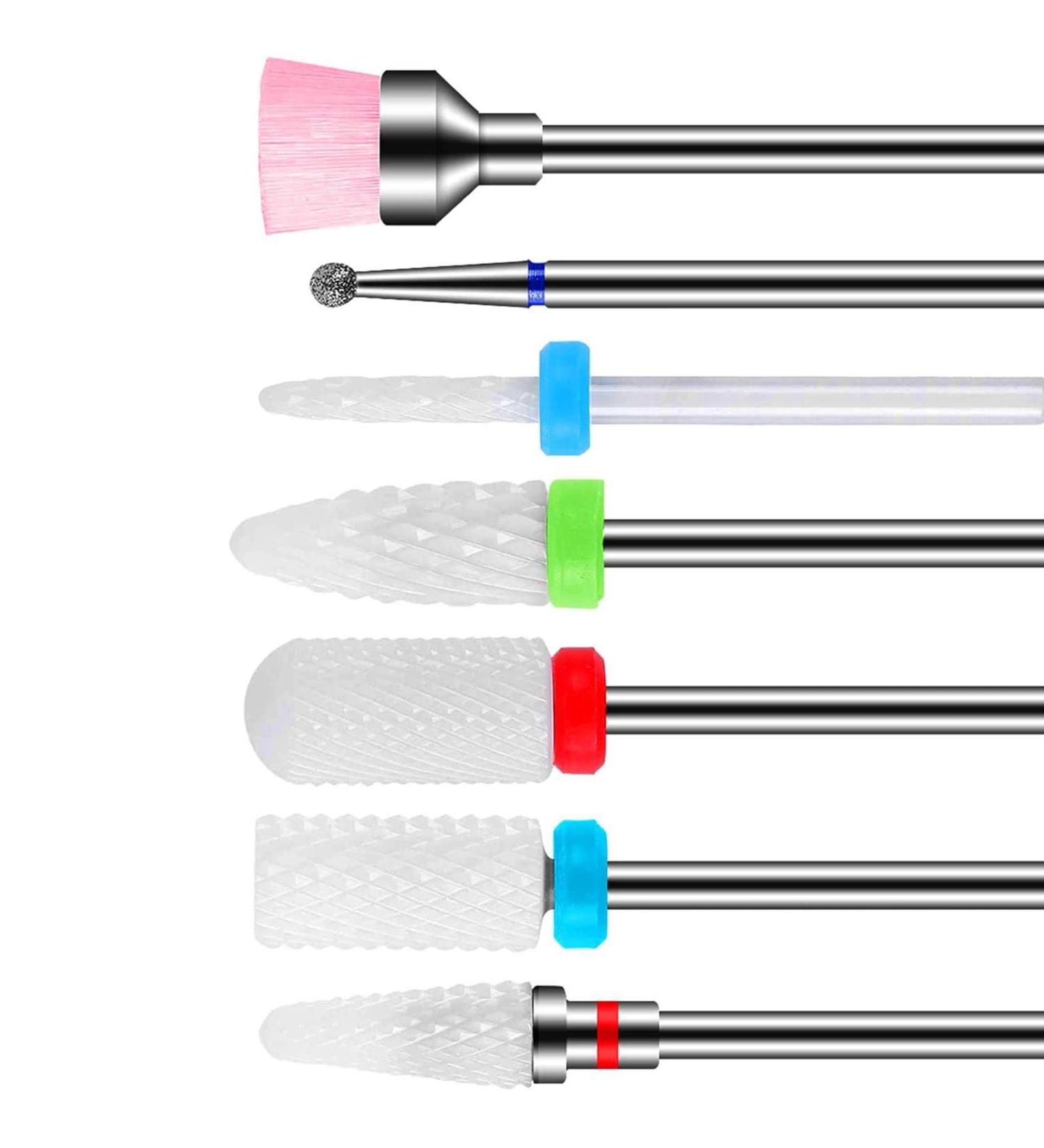 7-Piece Ceramic Nail Drill Bits Set - Perfect for Manicure & Pedicure | Water Outdated Gel & Acrylic Skin Milling Tools for Home Use - Buy Online on GoSupps.com