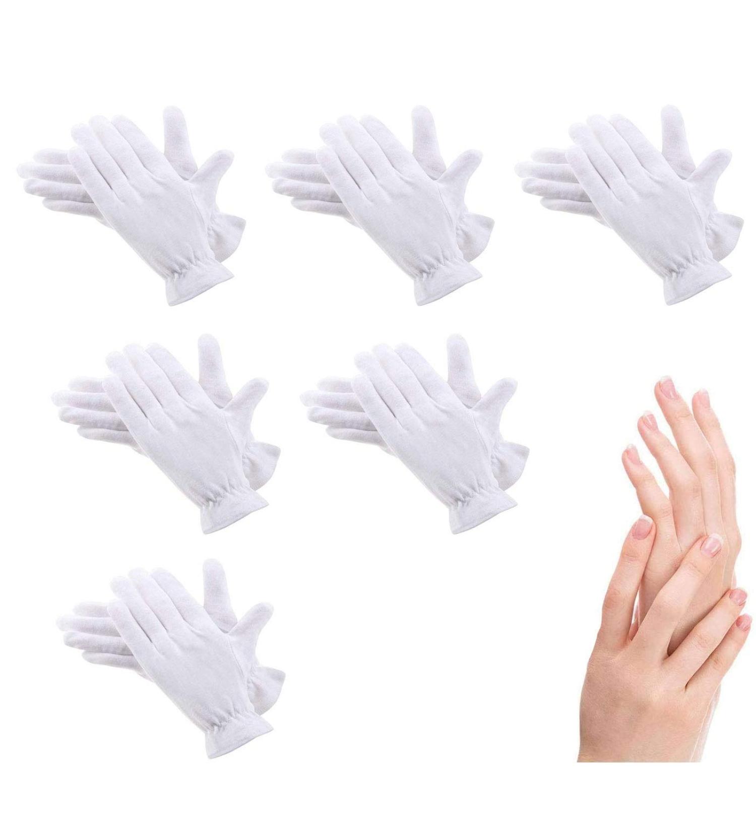 100% Cotton Eczema Gloves - 6 Pairs for Moisturizing & Bedtime, White Premium Quality for Dry & Sensitive Skin - Spa Therapy Treatment - Buy Online on GoSupps.com