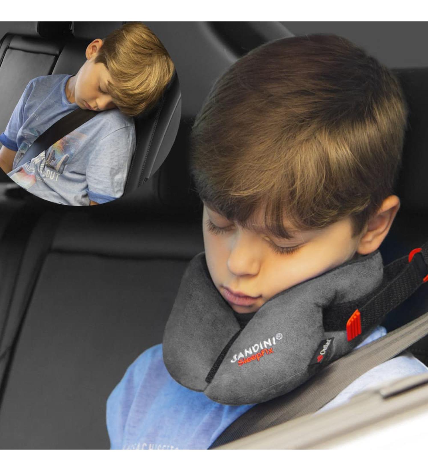 SANDINI SleepFix Kids Outlast Child Neck Pillow - Supportive Temperature-Regulating Neck Cushion for Car, Bike, and Travel - Prevents Head Tilting - Anthracite - Buy Online on GoSupps.com