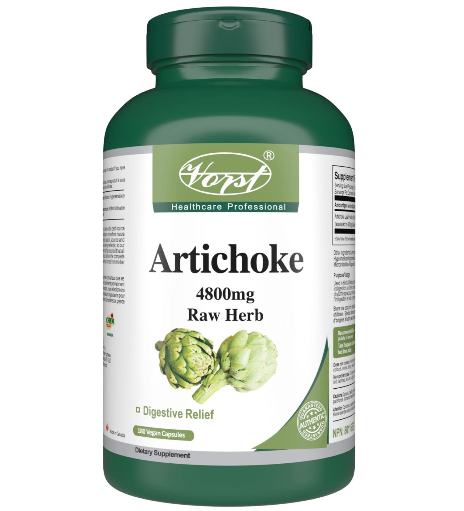 VORST Artichoke 4800mg Raw Equivalent (1200mg With 4:1 Extract Ratio) 180 Vegan Capsules | Digestive Supplement for Cholesterol Balance & Liver Health | Powder Pills | 1 Bottle 180 count (Pack of 1) - Buy Online on GoSupps.com