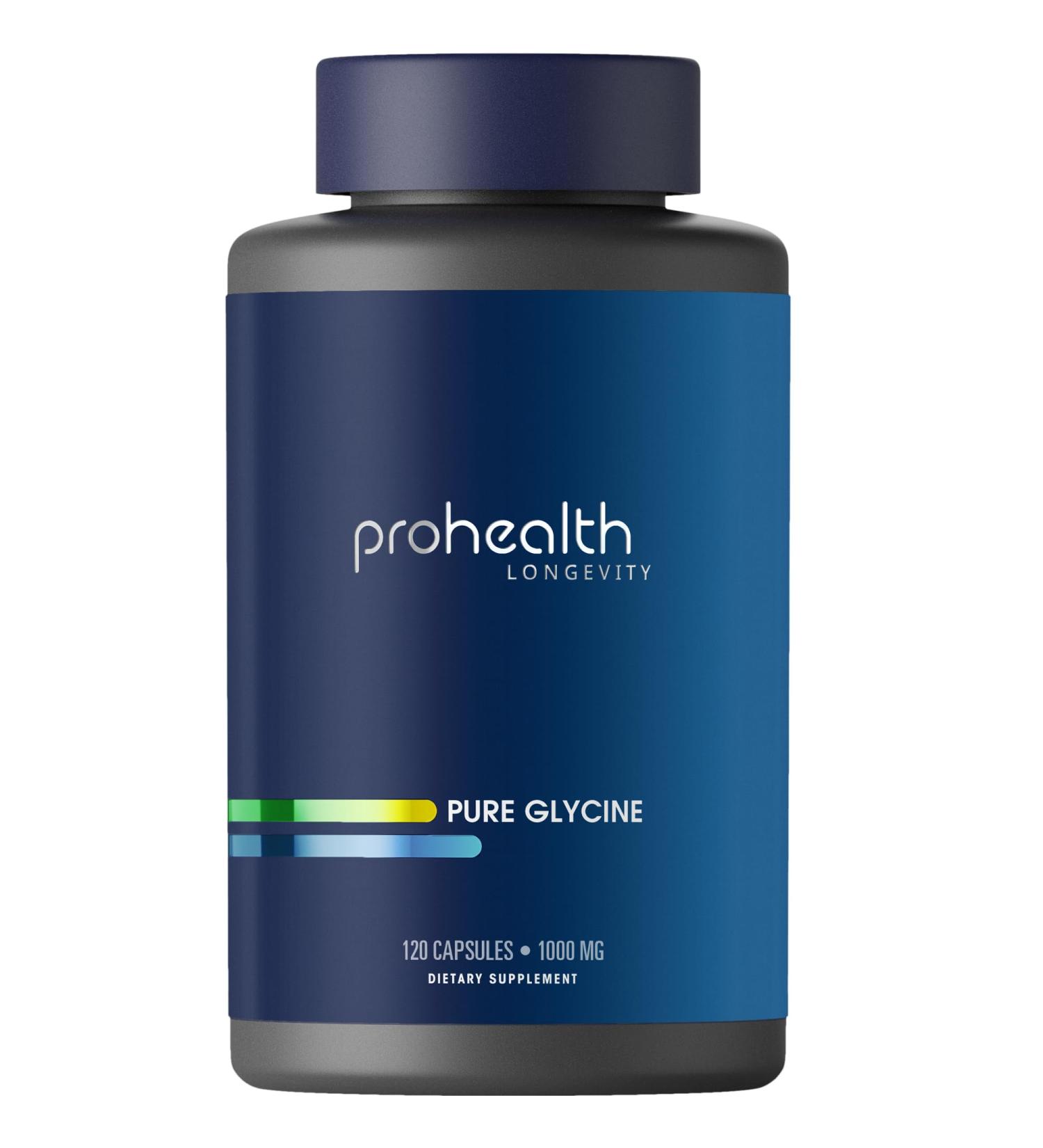 ProHealth Pure Glycine, 1000 mg Per Capsule | Promotes Restful Sleep & Morning Wakefulness, Supports Relaxation | Clinically Studied | Third-Party Tested | 120 Capsules