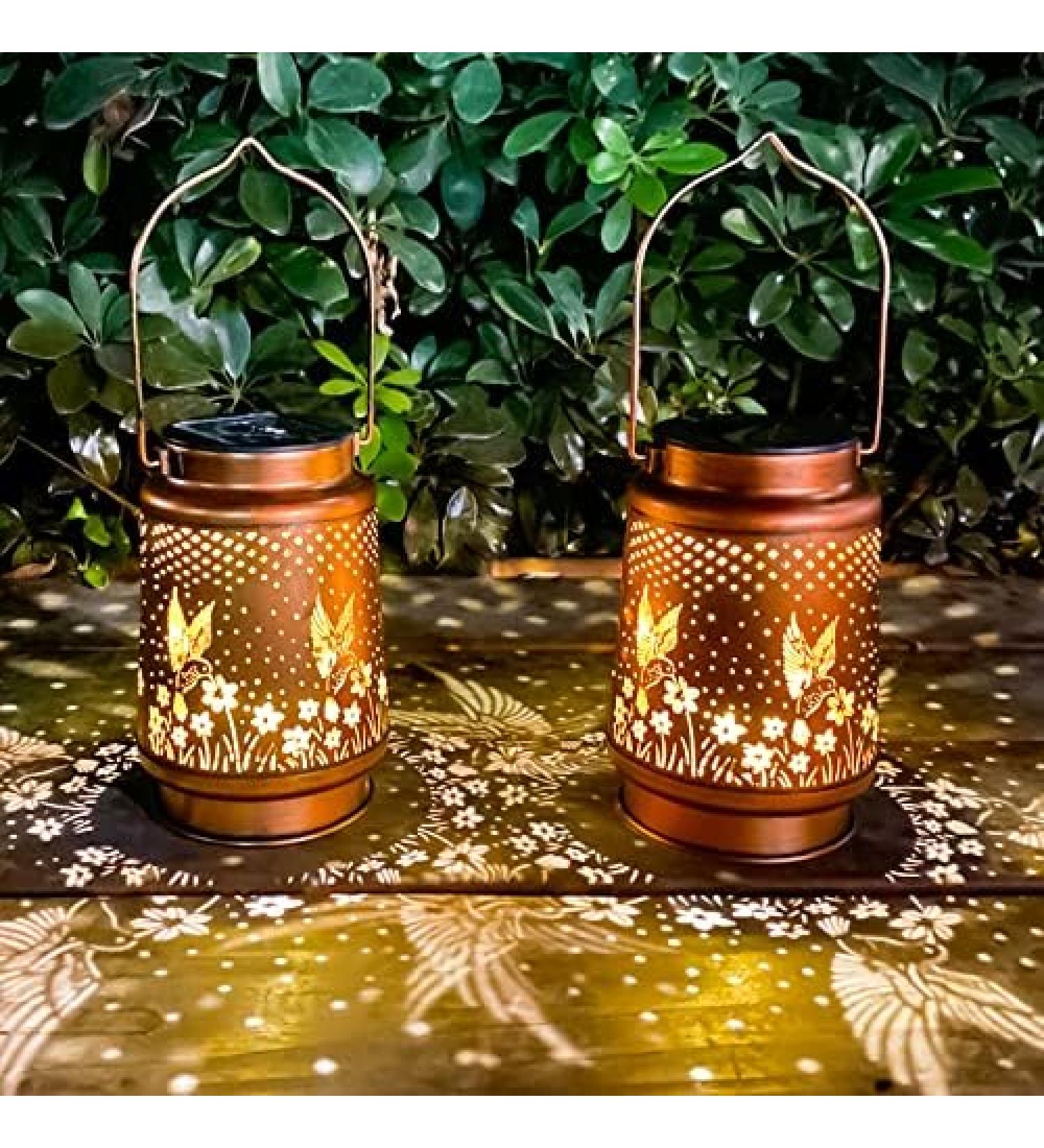Hummingbird Solar Lantern Lights Outdoor Hanging Metal Decor Lanterns-Waterproof LED Decorative Light for Garden Patio Yard Lawn Backyard Front Porch as Gifts for Mom Grandma Women (Hummingbird 2) - Buy Online on GoSupps.com