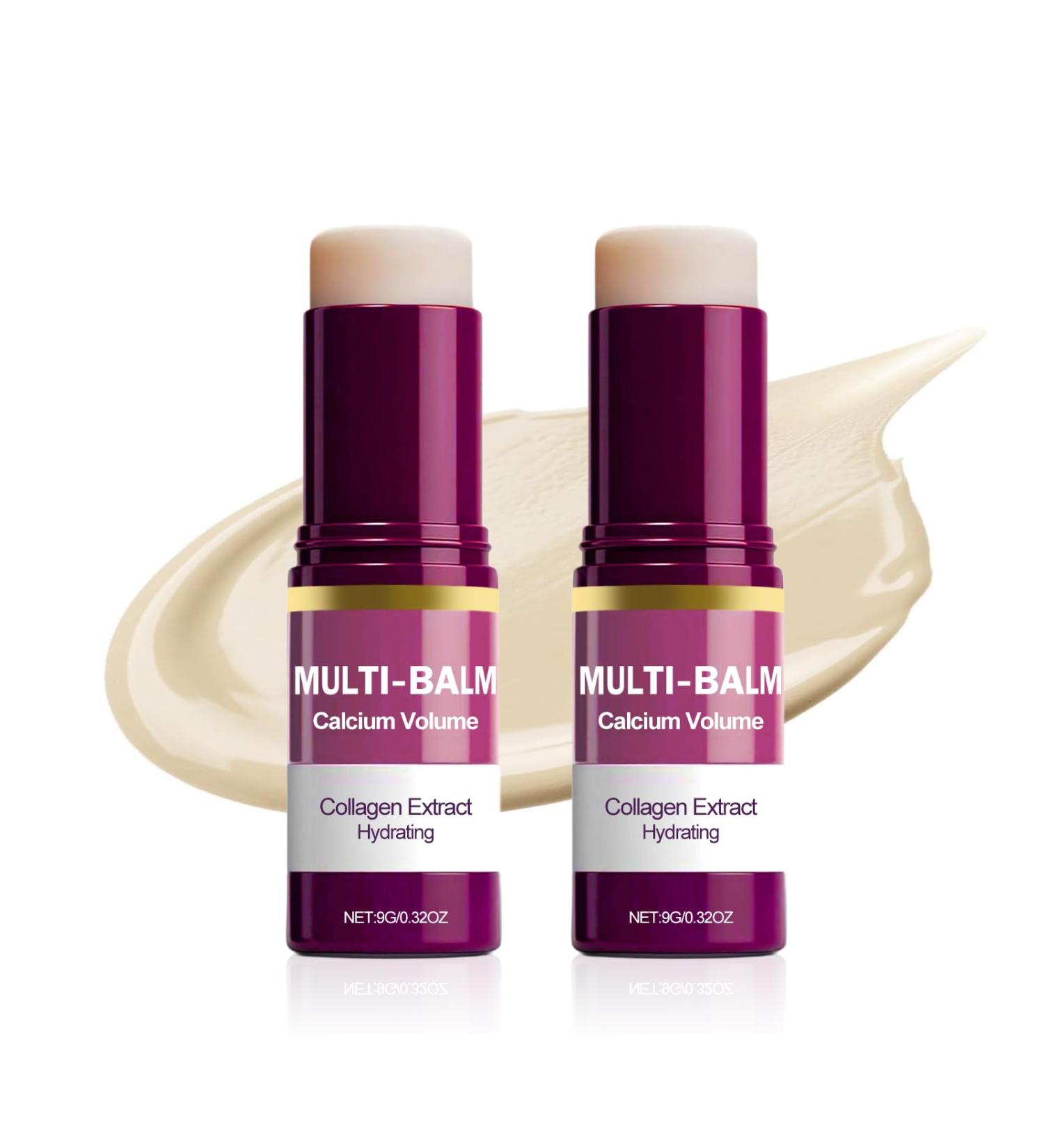 BlueBouff Calcium Multi Balm Calcium Volume Multi Balm Wrinkle Core Stick Anti-aging Hydrating Almond & Vitamin E for Eyes Neck Face for All Skin Types 2PCS - Buy Online on GoSupps.com