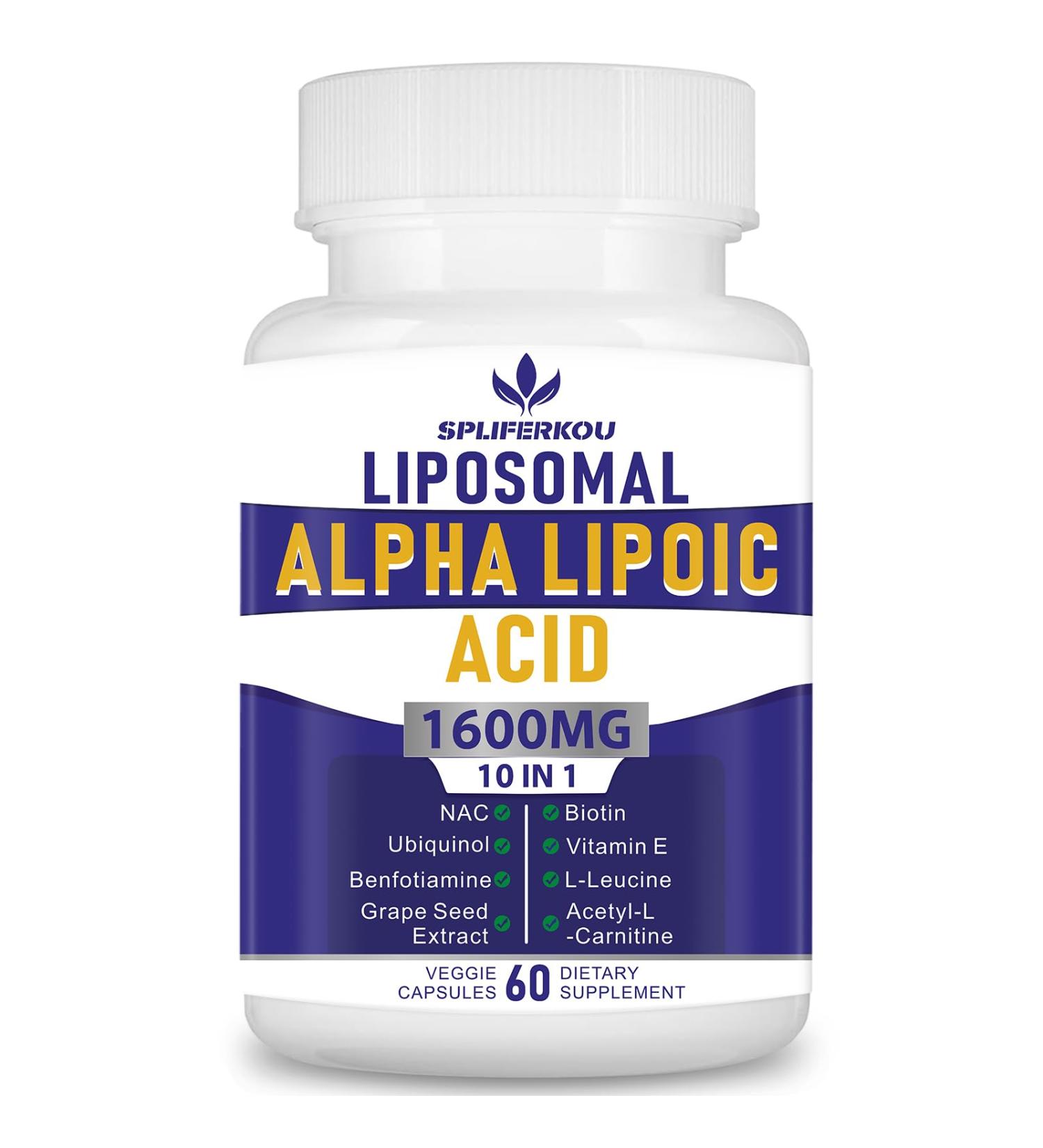 Liposomal Alpha Lipoic Acid 1600mg - Antioxidant ALA Supplement for Energy & Metabolism | Gluten Free & GMO Free - 60 Capsules - Buy Online on GoSupps.com