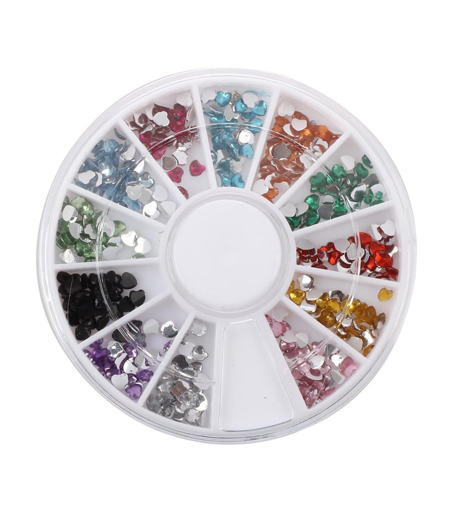 Staccatory 300 Pieces 2 mm 12 Colours Nail Art UV Acrylic Lace Rhinestone Wheel - Buy Online on GoSupps.com