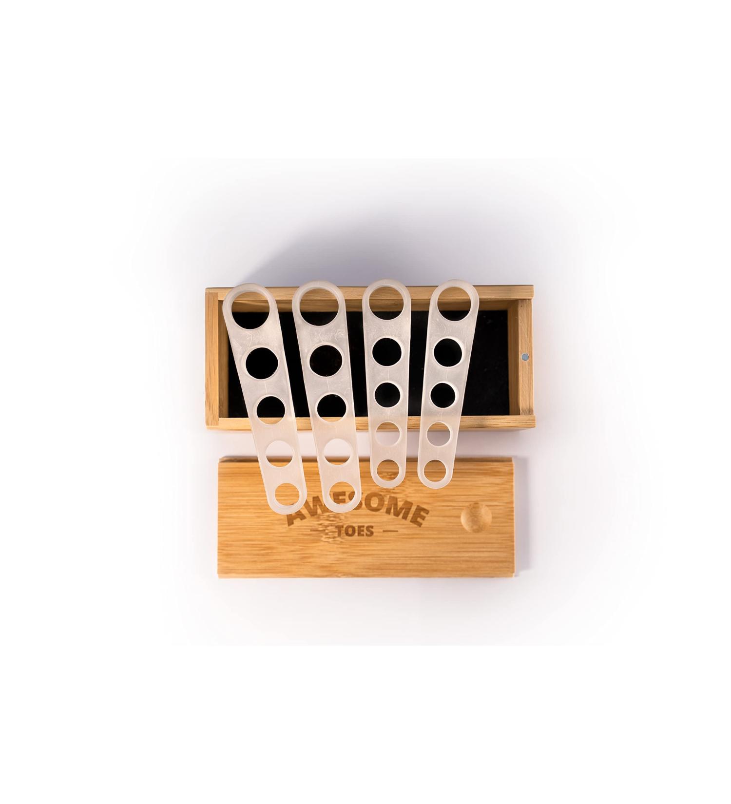 YOGABODY Naturals Toe Spreaders & Separators: Fast Pain Relief from Hammertoe & Bunions - 2 Pairs in Stylish Wooden Box - Buy Online on GoSupps.com