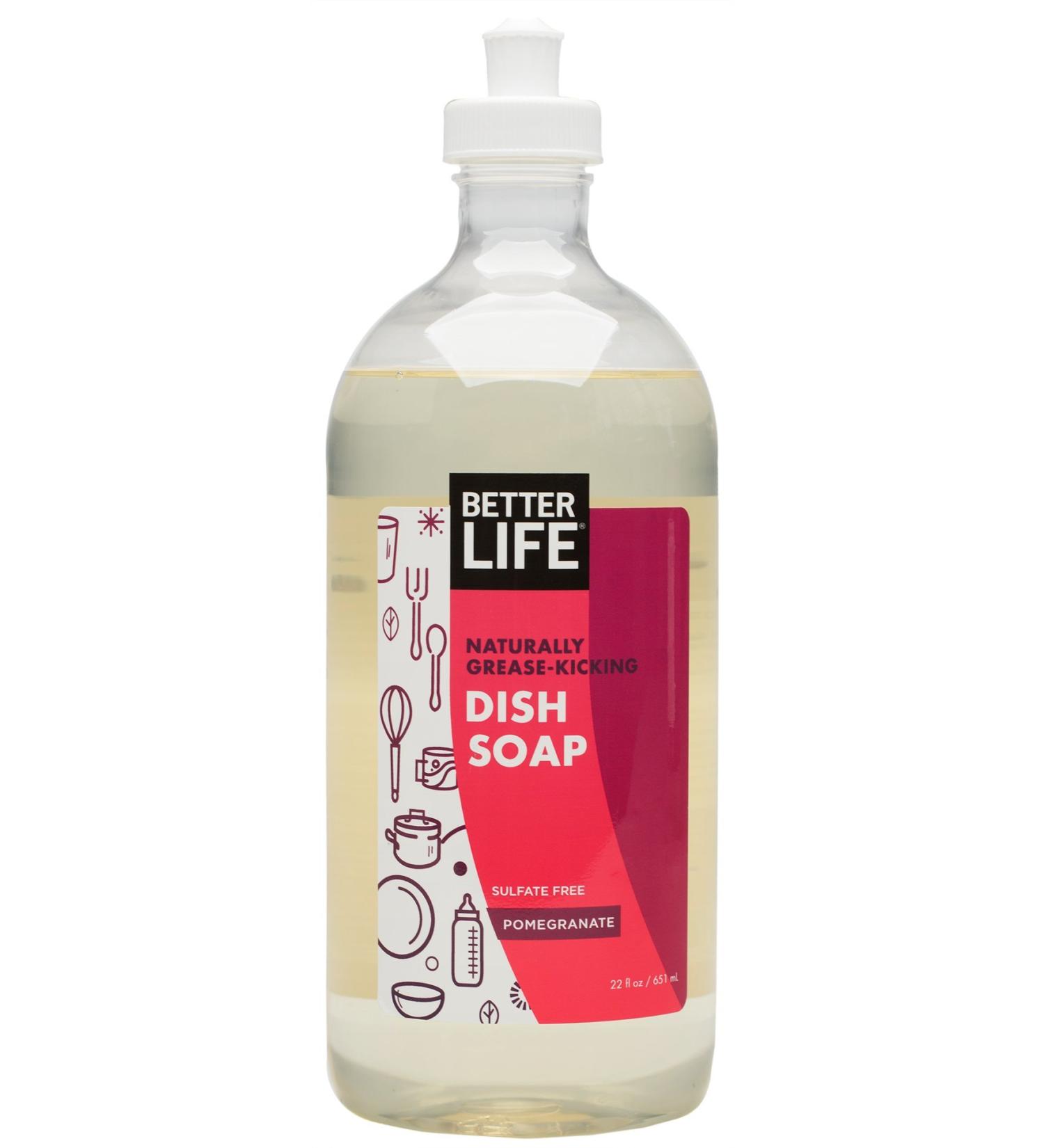 Better Life Sulfate Free Dish Soap - Tough on Grease, Gentle on Hands, Pomegranate, 22 Oz - Buy Online on GoSupps.com
