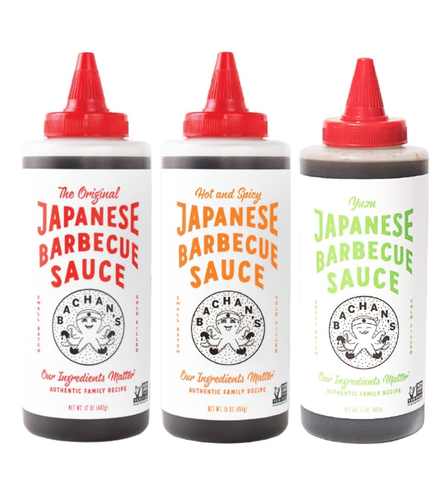 Bachan's - Three Pack Sauce Bundle - The Original Japanese Barbecue Sauce 17 Ounces | Hot and Spicy Japanese Barbecue Sauce 16 Ounces | Yuzu Japanese Barbecue Sauce 17 Ounces - Buy Online on GoSupps.com